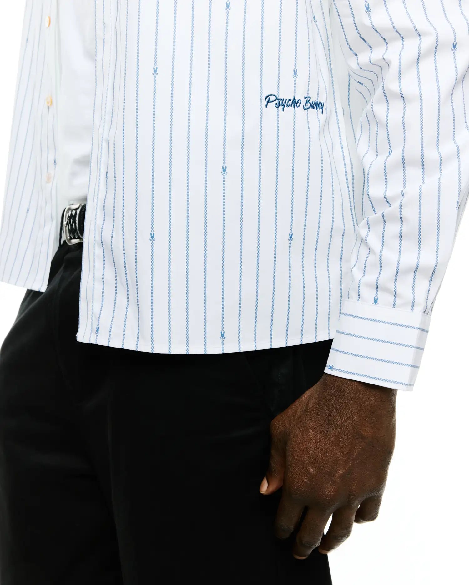 Psycho Bunny Men's Shirts Men's Peyton Oversized Stripe camicia bianca XXS-XXXL cotone