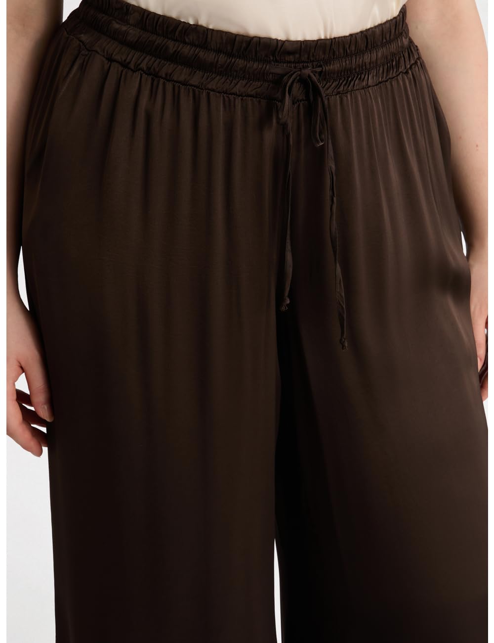 Fiorella Rubino Pantaloni Palazzo in Raso marroni S Plus