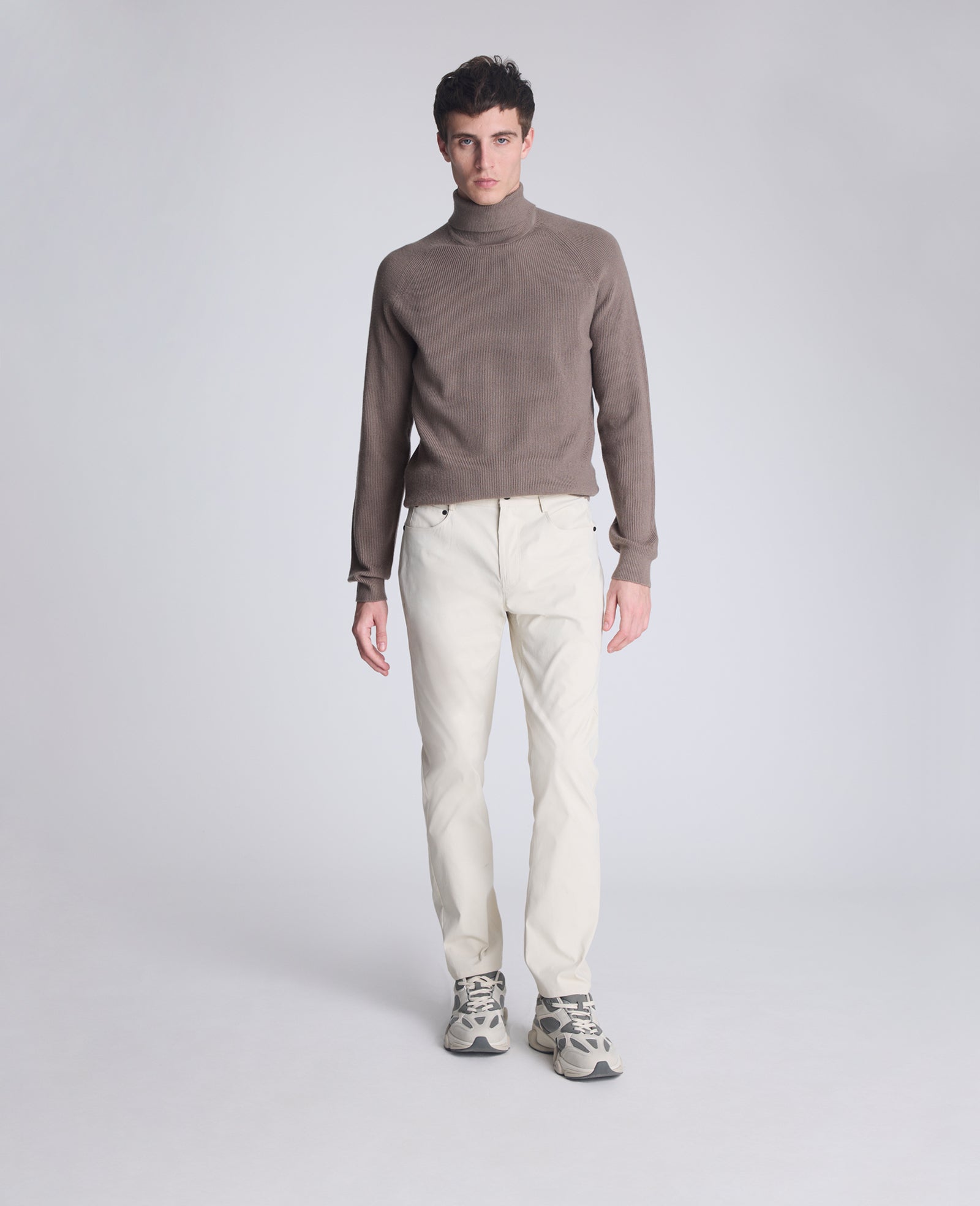 Kenneth Cole Reaction Foldover Turtleneck maglione marrone mélange