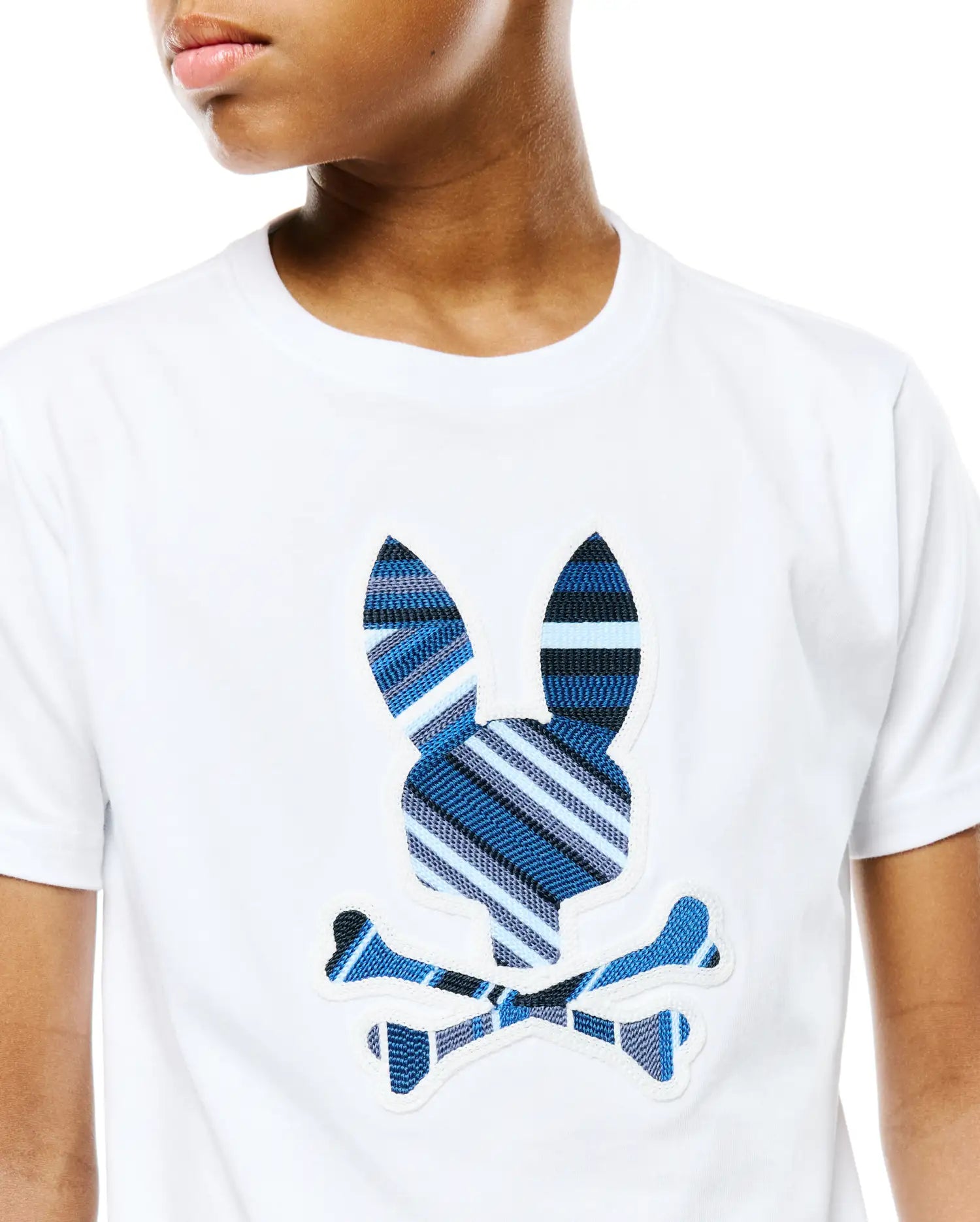 Psycho Bunny Kids Tees Drew Graphic Tee maglietta bianca in cotone Pima