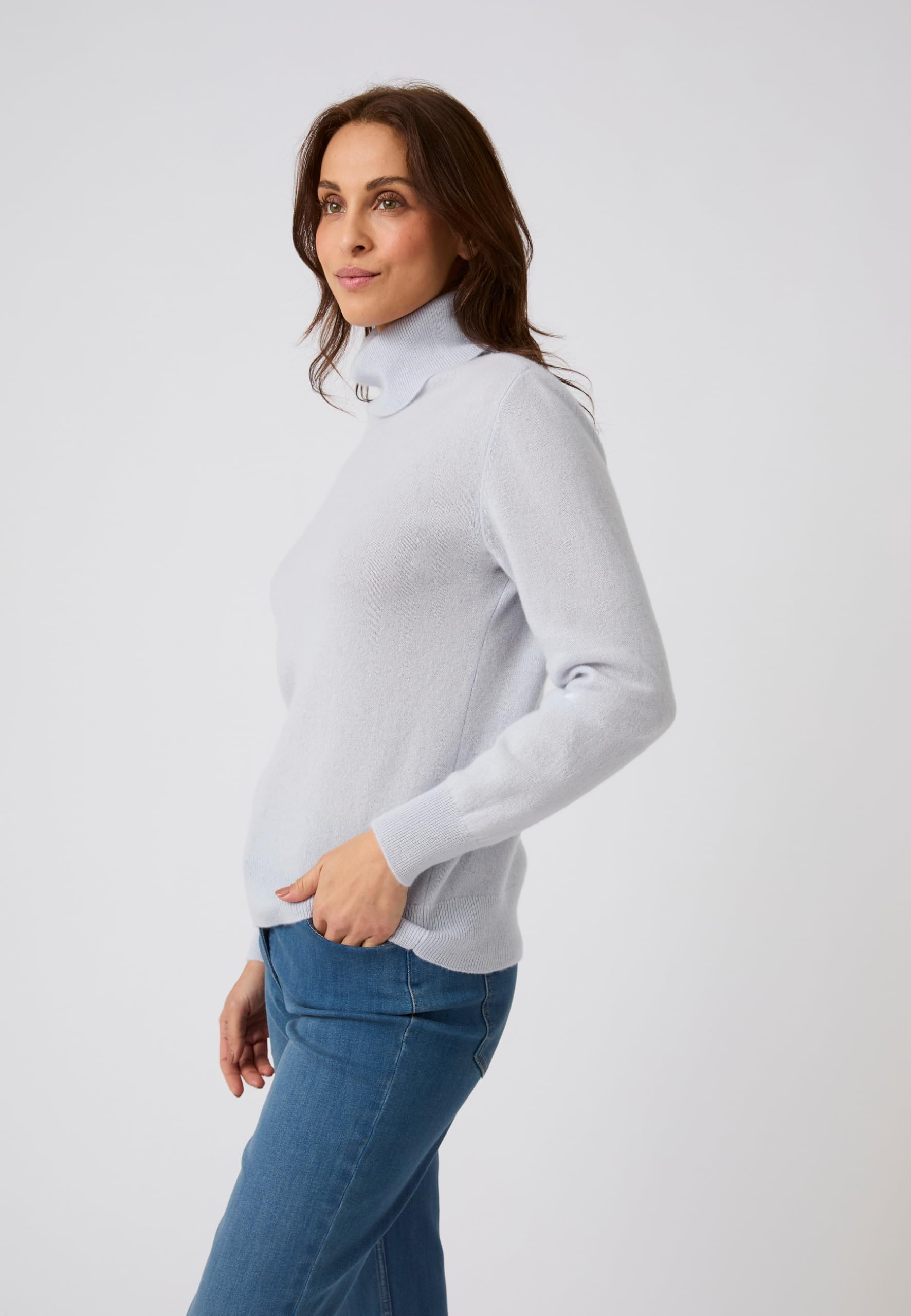 Damart Prêt-à-porter Maglione donna dolcevita in cashmere azzurro 38-40
