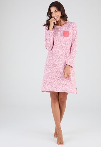 Damart Homewear camicia da notte in puro cotone rosa animale XS