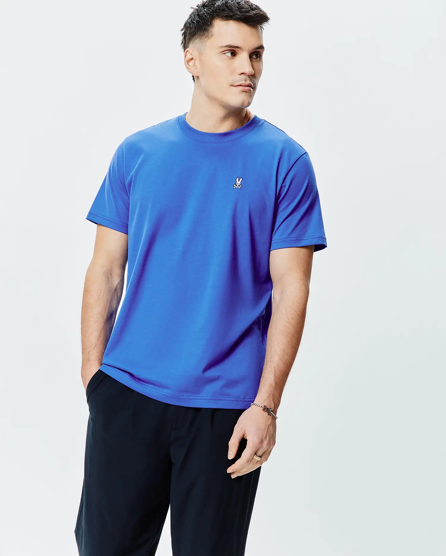 Psycho Bunny Men's Tees Classic Crew Neck Tee B6U014F200 maglietta blu Amparo XXS–XXXL in cotone Pima