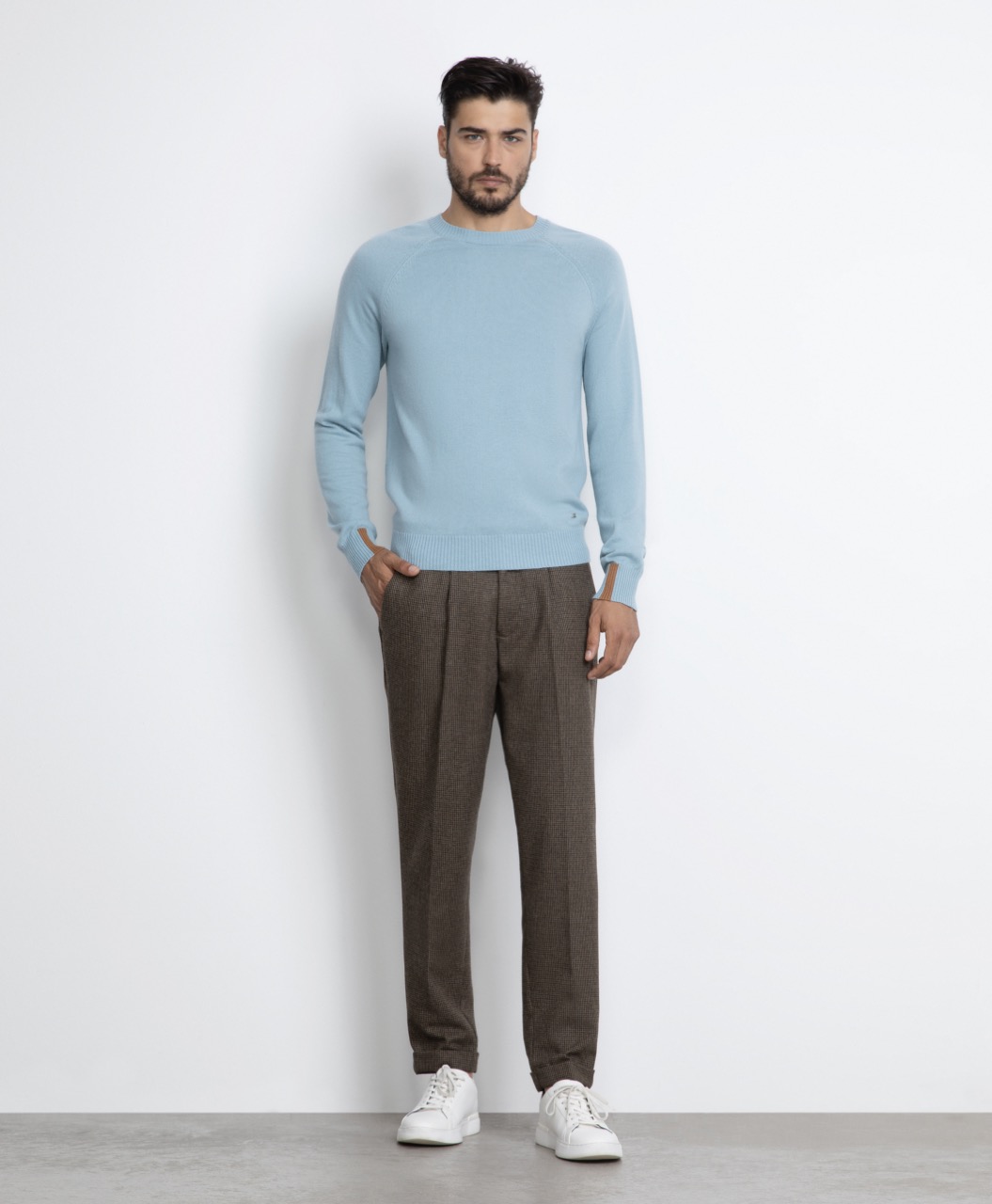 Markup Uomo Maglieria Girocollo cardato con intarsi maglia