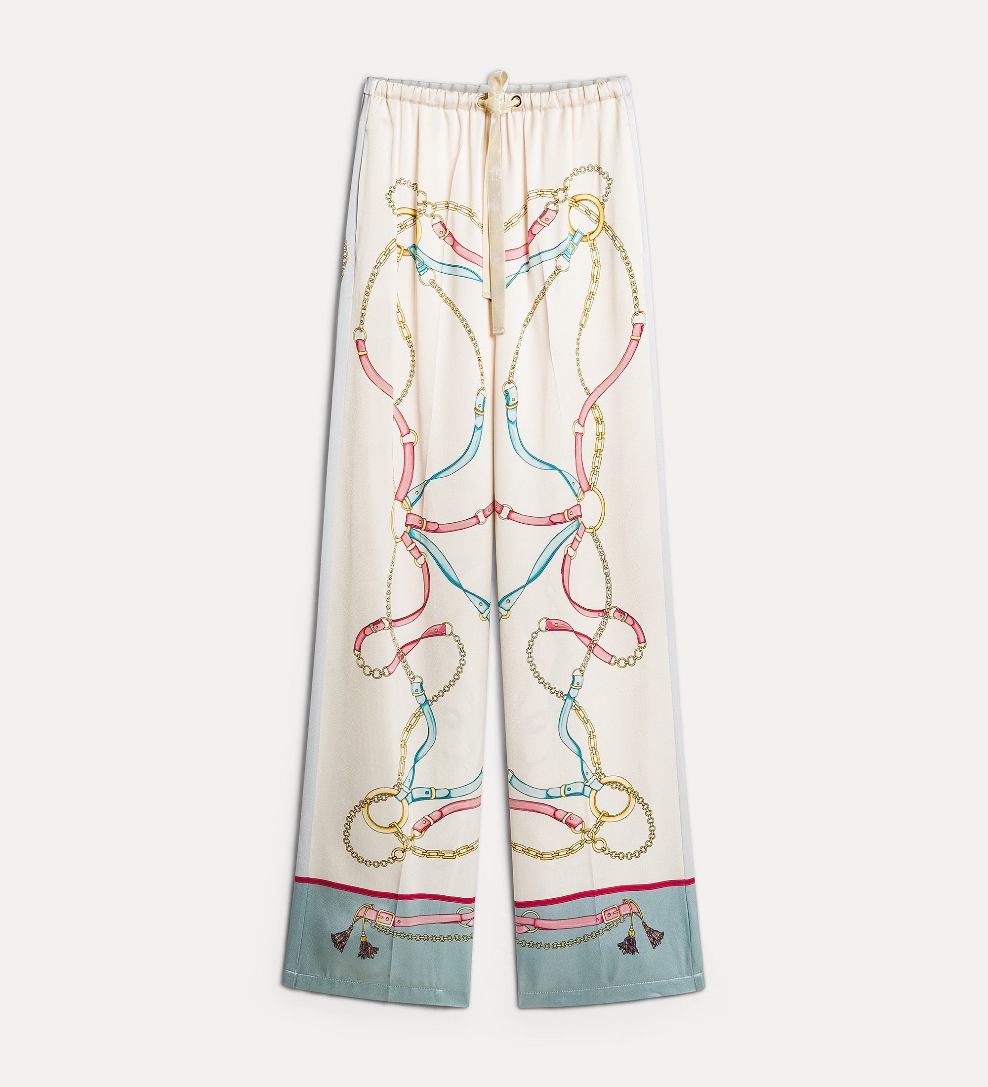 Forte pantaloni pyjama trousers with “the crown” placed print pantaloni avorio
