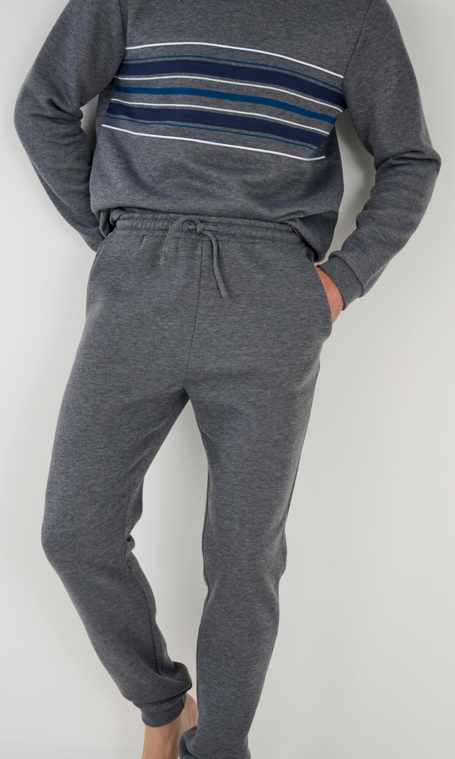 Damart Homewear Pigiama in Tessuto Felpato Thermolactyl Set Uomo blu navy felpato