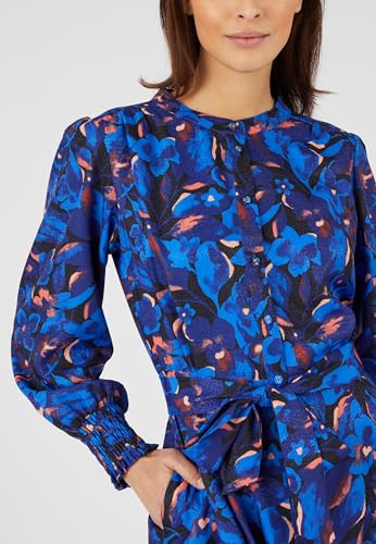 Damart Prêt-à-porter Abito-camicia in tessuto elegante jacquard floreale svasato