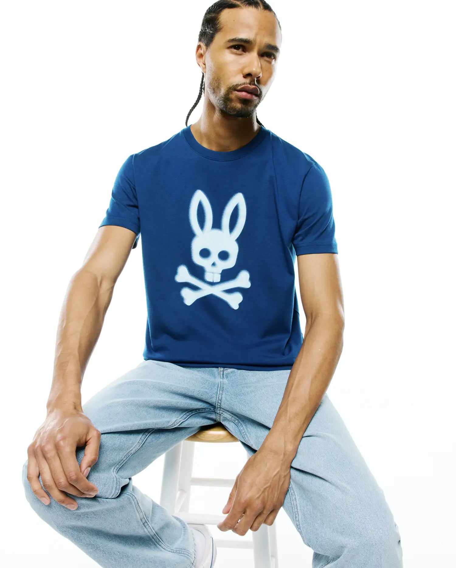 Psycho Bunny Men's Tees Emmanuel Pima Cotton Graphic Tee maglietta blu