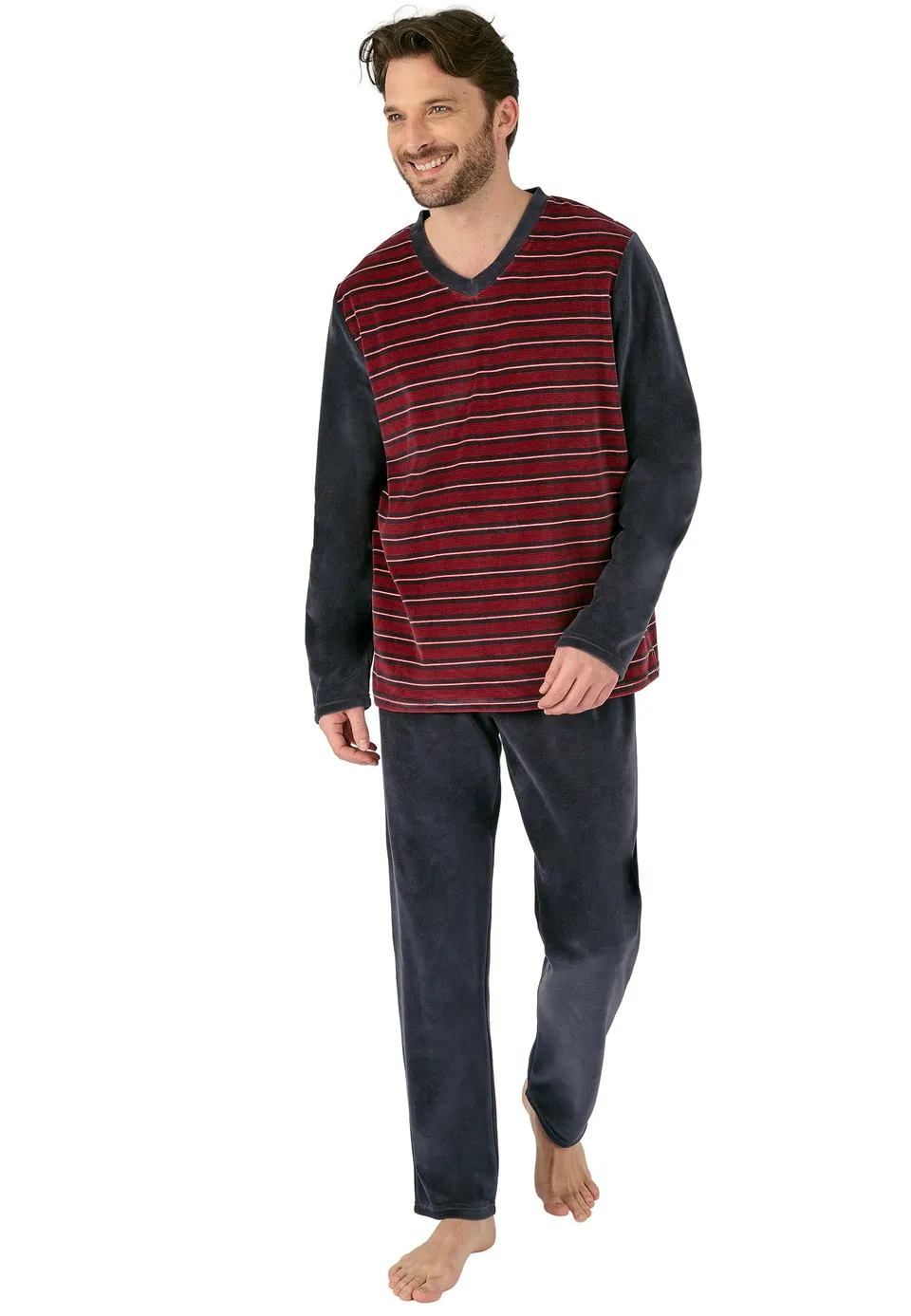 Damart Homewear pigiama da uomo in velluto scollo a V