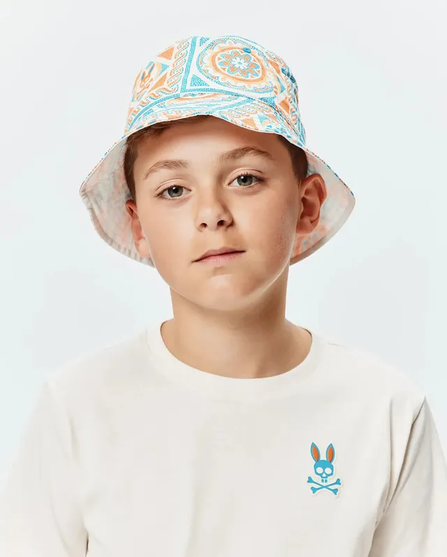 Psycho Bunny Kids Accessories Frank cappello bucket blu reversibile O/S