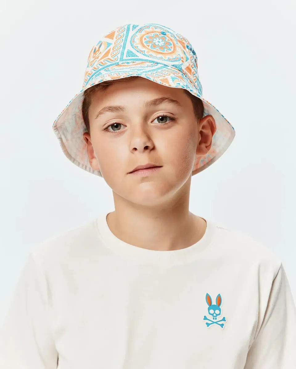 Psycho Bunny Kids Accessories Frank cappello bucket blu reversibile O/S