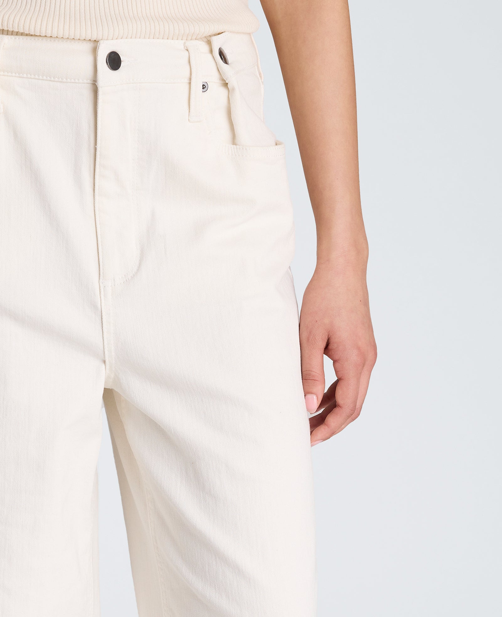 Kenneth Cole Reaction Clothing High Rise Fly Front Wide Leg Denim jeans bianchi Pure White vita alta