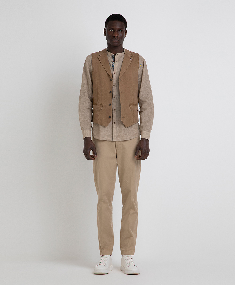 Markup Uomo Giacche & Giubbotti Panciotto collo gabardina tinto capo gilet