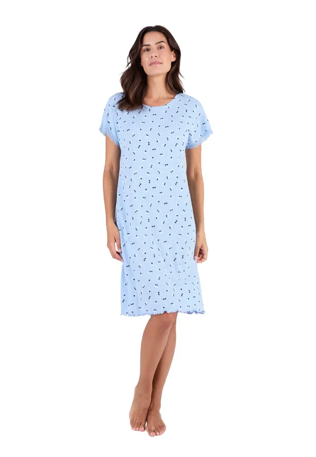 Damart Homewear Camicia da Notte in Maglia a Punta Donna pizzo estiva