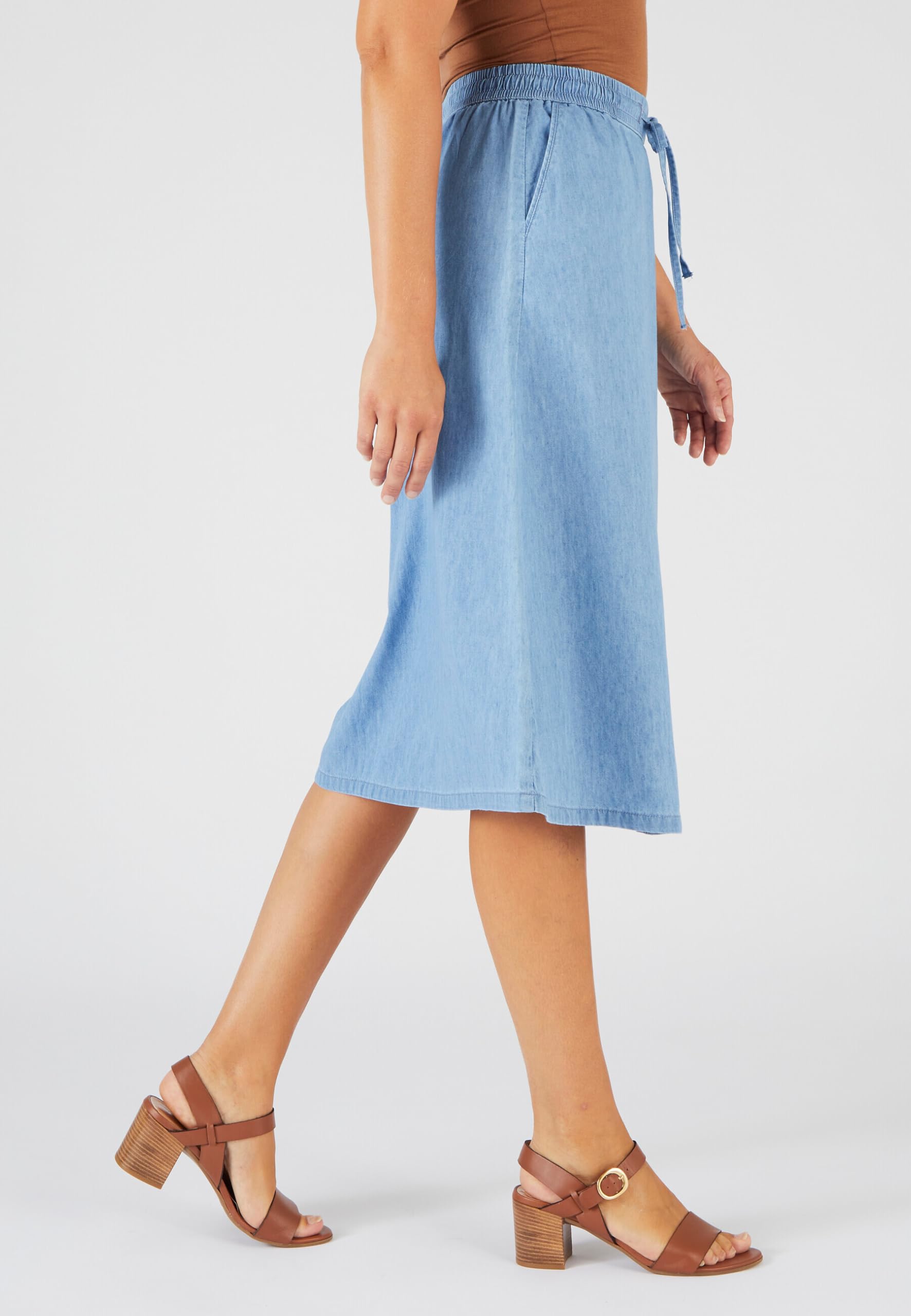 Damart Prêt-à-porter gonna chambray Blu Denim Pastello 54 ampia