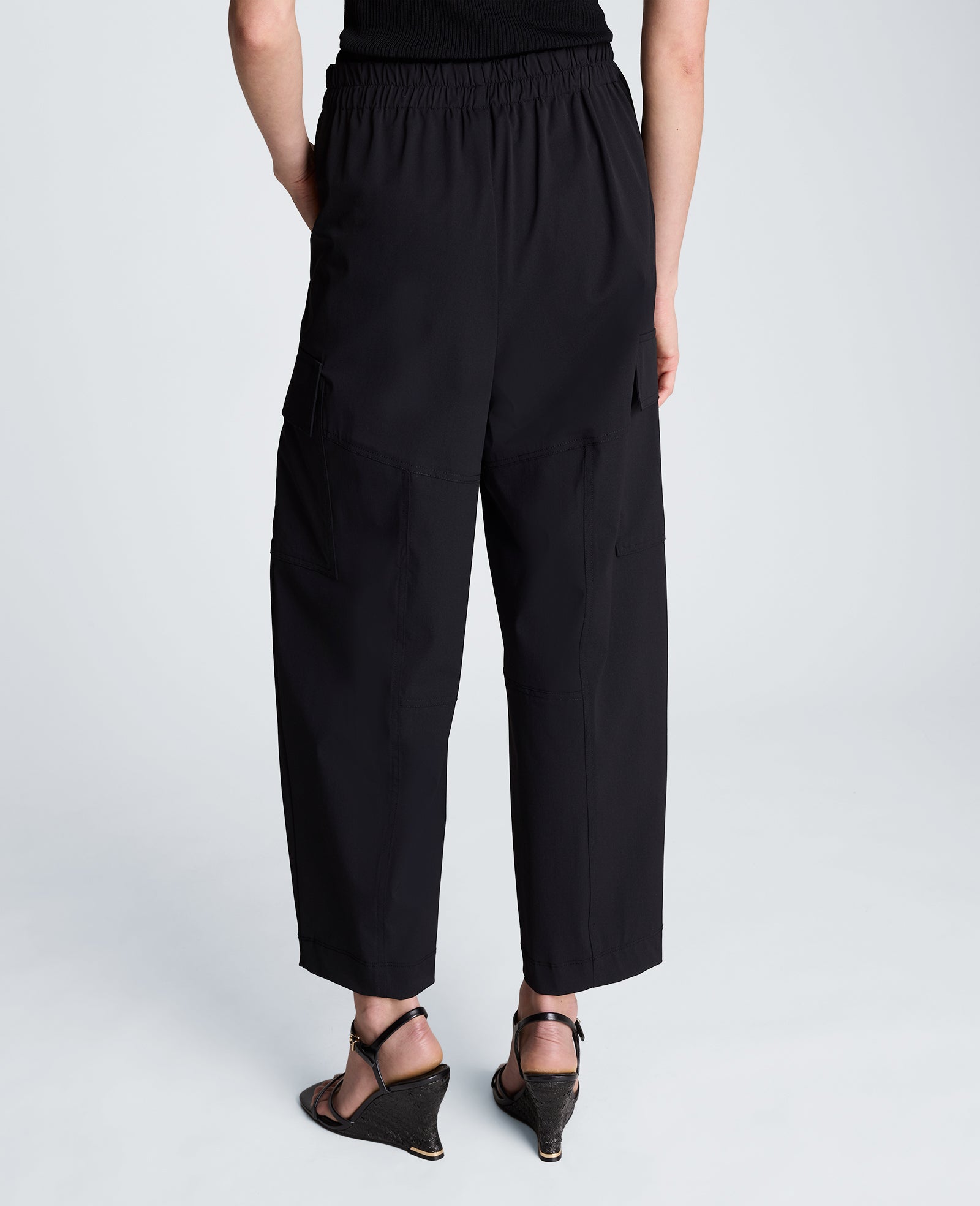 Kenneth Cole Reaction Clothing Pull On Barrel Leg Pant with Cargo Pockets pantaloni neri