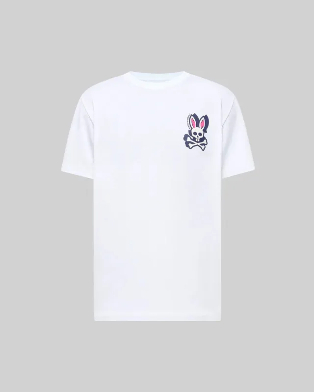 Psycho Bunny Men's Tees Mens Psycho Skull Graphic Tee maglietta bianca in Pima