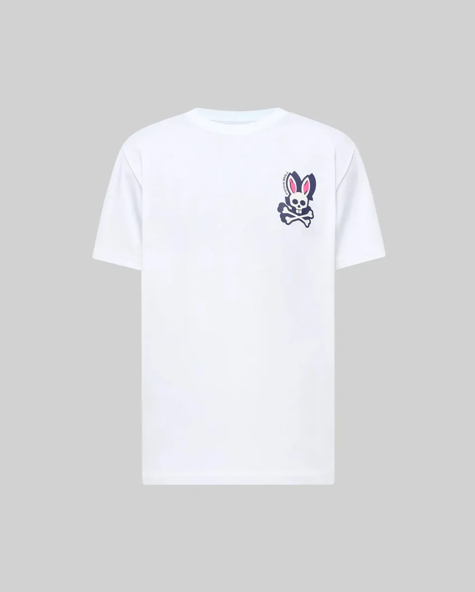 Psycho Bunny Men's Tees Mens Psycho Skull Graphic Tee maglietta bianca in Pima