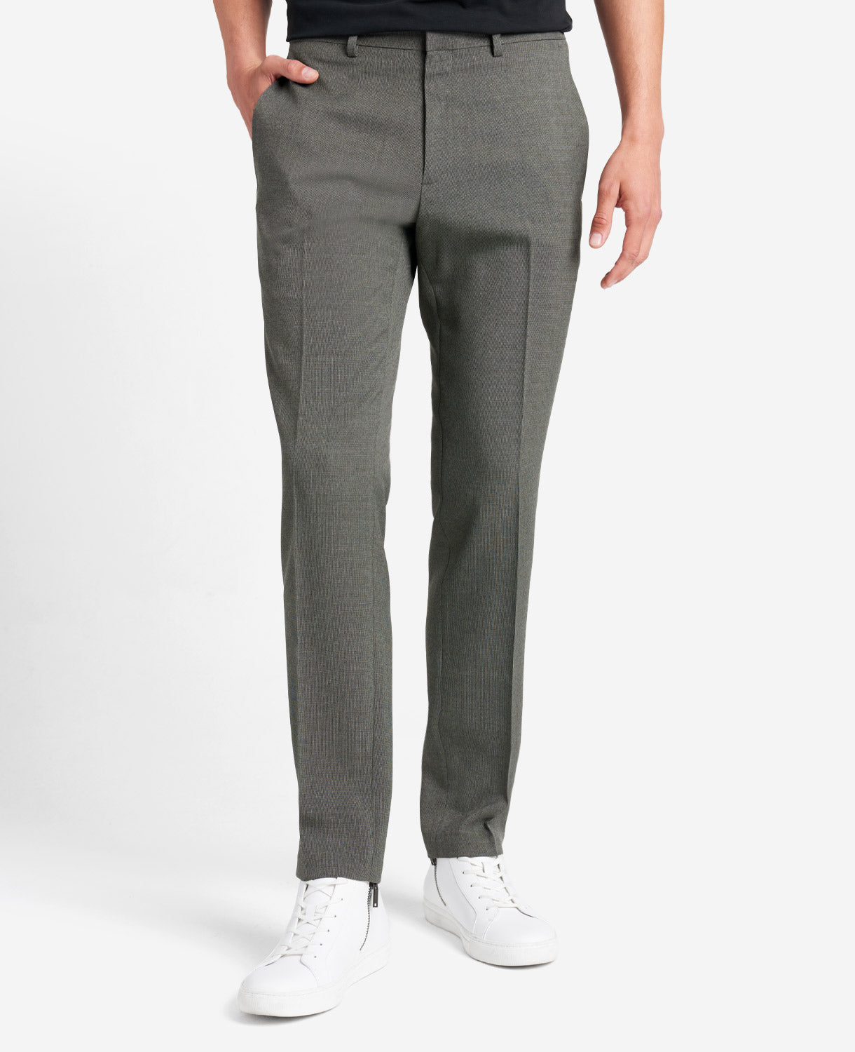 Kenneth Cole Reaction Slim-Fit Tic Weave Dress Pant pantaloni grigi