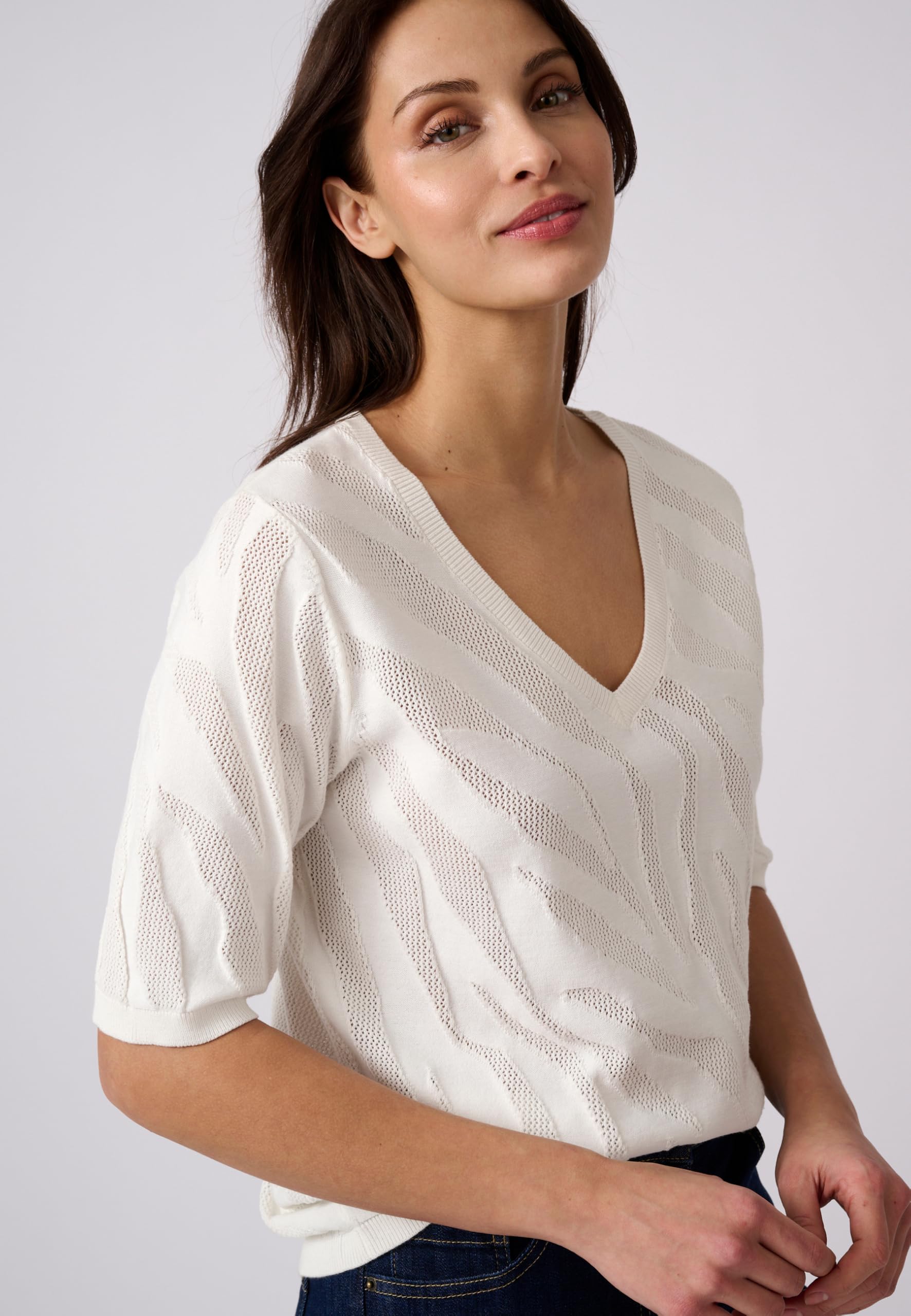 Damart Prêt-à-porter Maglione donna scollo a V bianco 38-44 in cotone