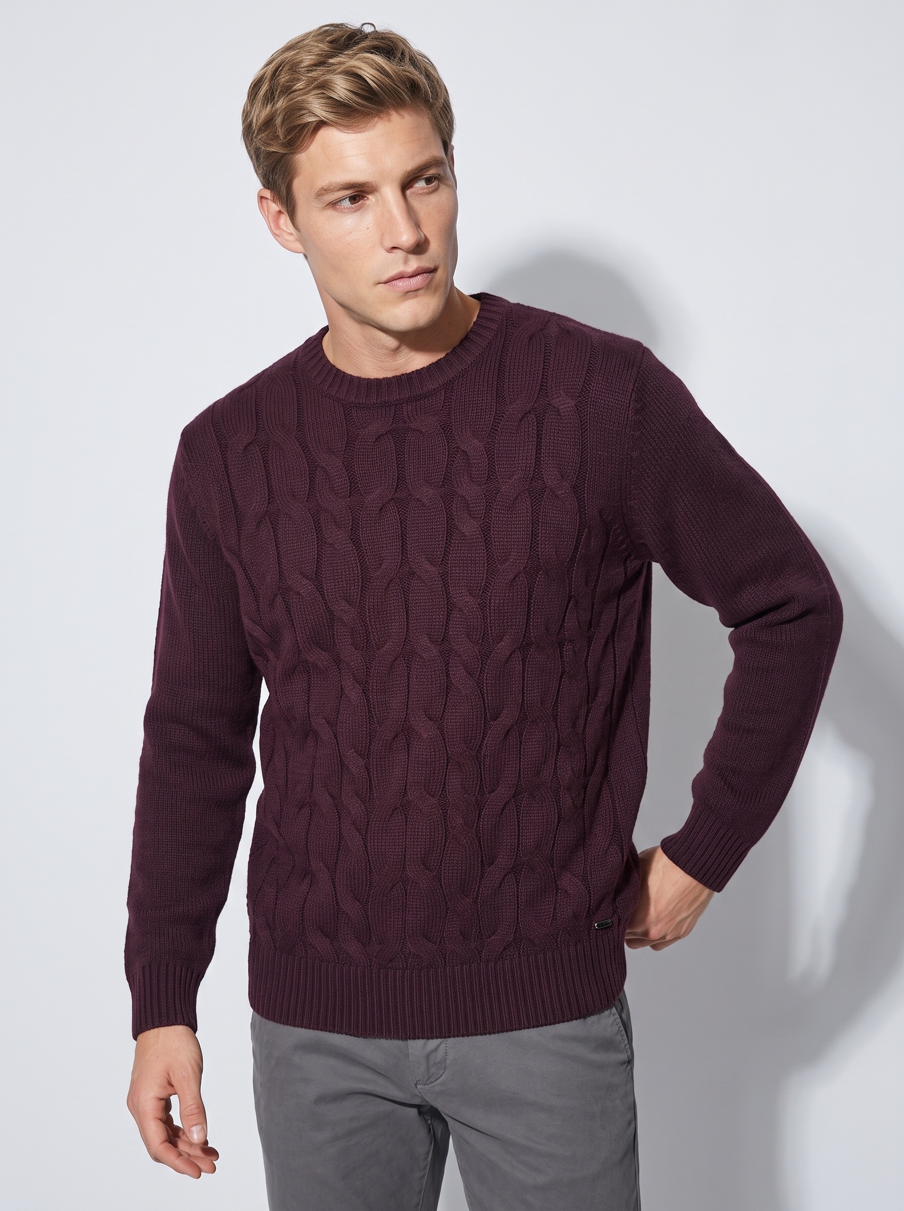 Markup Uomo Maglieria Maglione Girocollo Trecce maglione