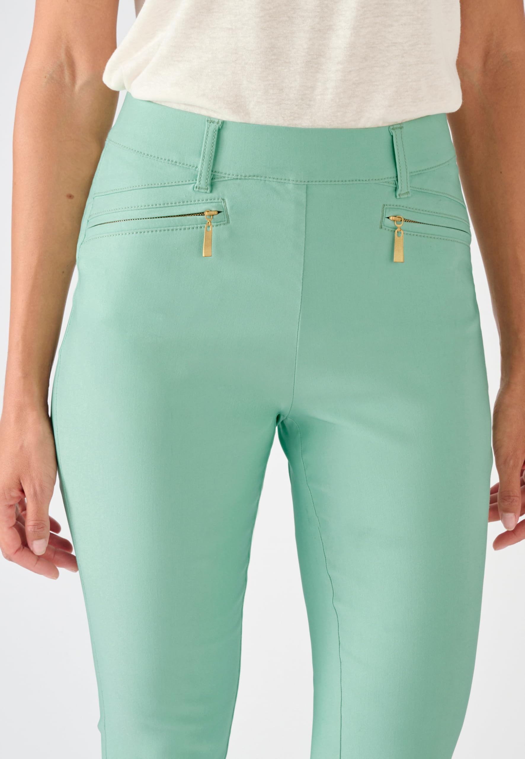 Damart Prêt-à-porter Pantaloni 7/8 tela elasticizzata donna 56 Blu/Verde