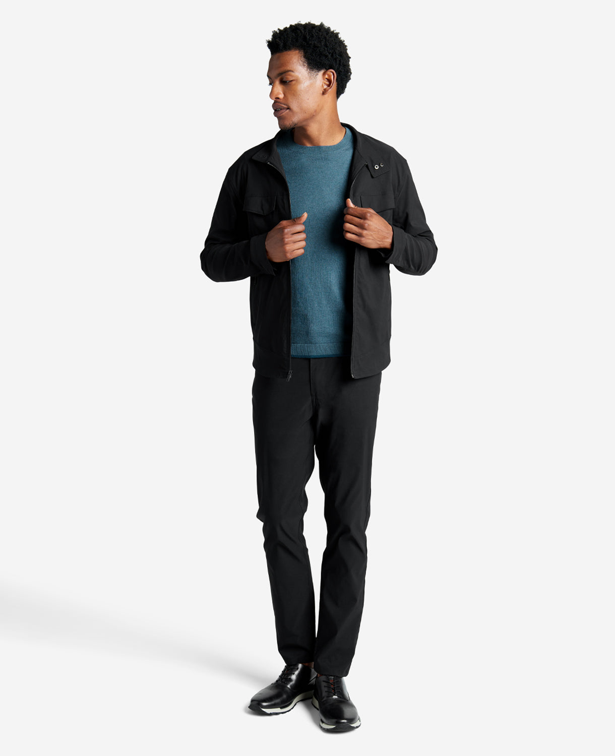 Kenneth Cole Reaction Crew Neck Sweater with Tipping Details maglione blu navy