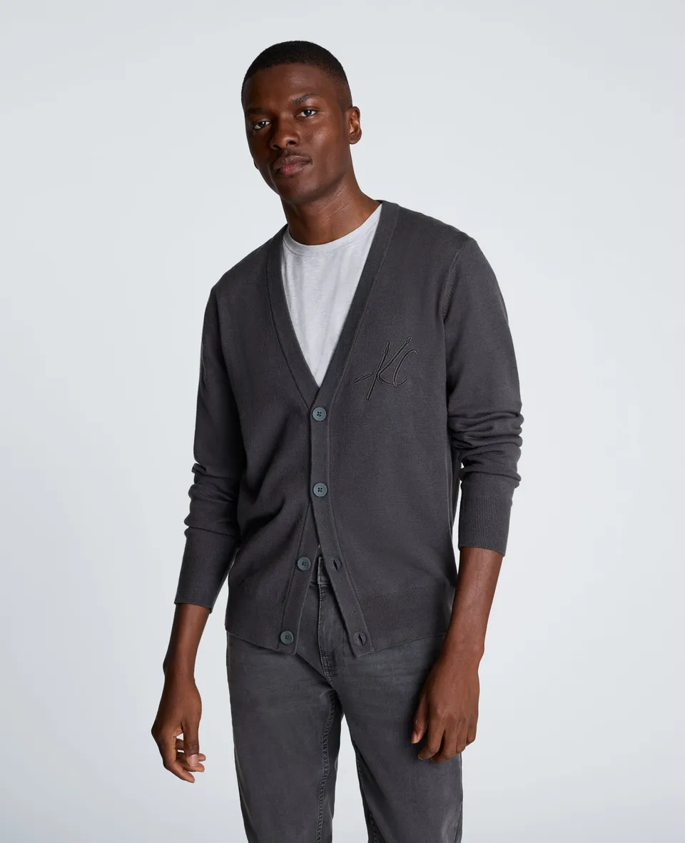 Kenneth Cole Reaction Clothing Logo Cardigan uomo grigio antracite
