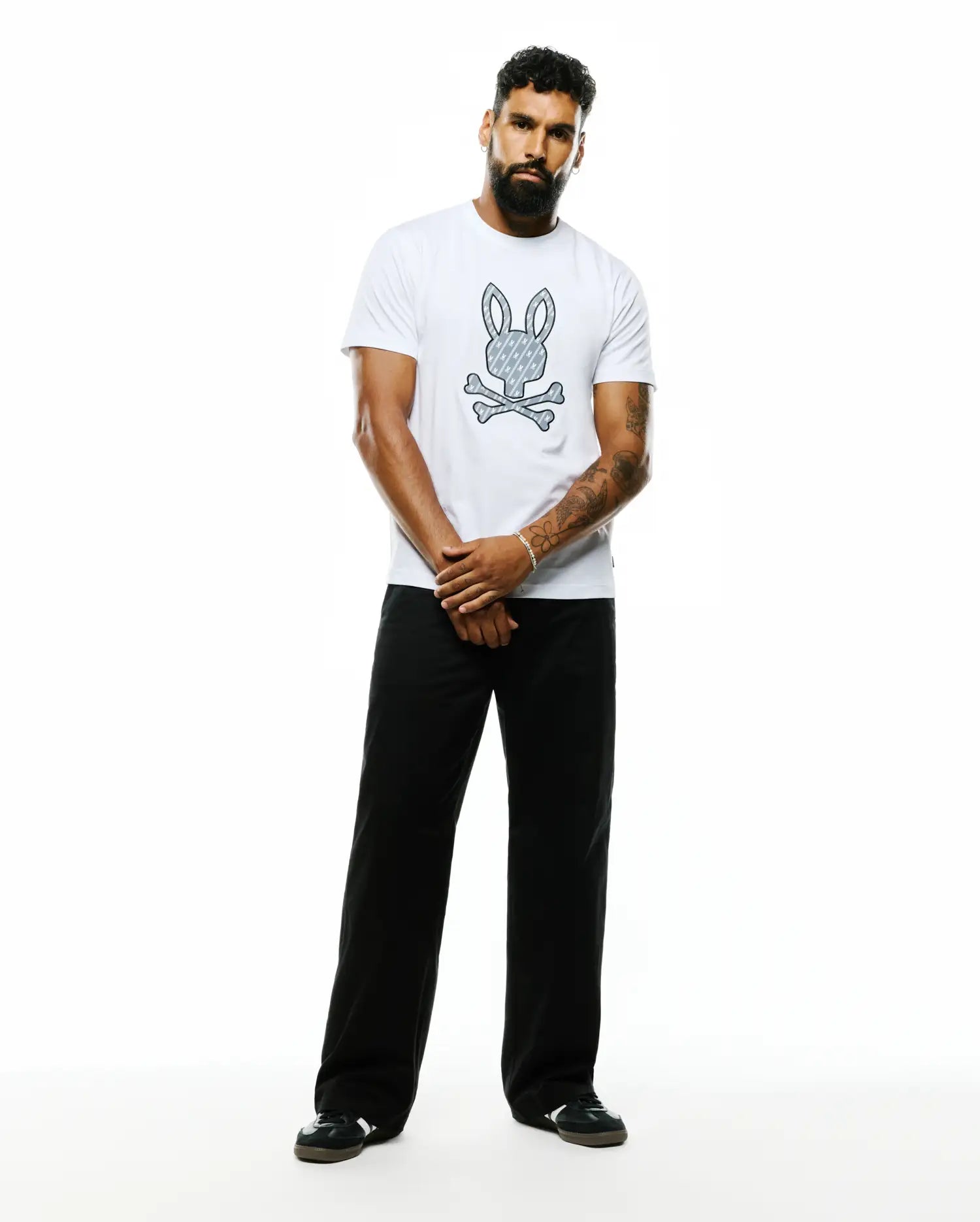 Psycho Bunny Men's Tees Jaden Appliqué Graphic Tee MT0200361 t-shirt bianca