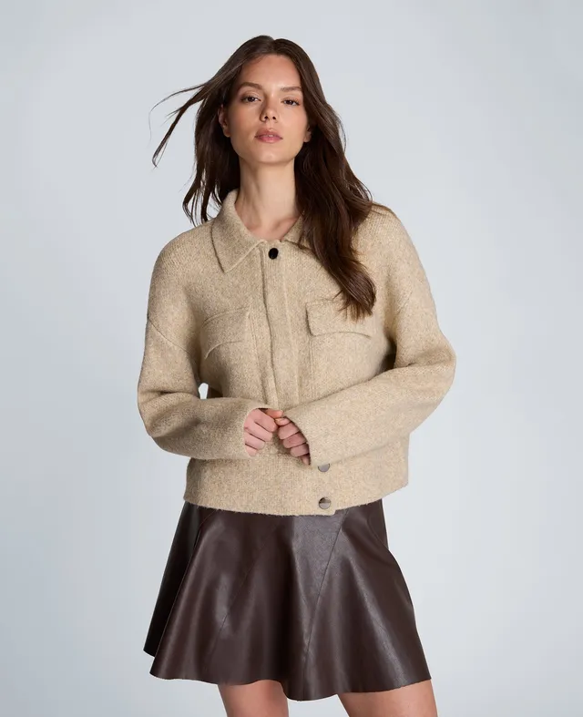 Kenneth Cole Reaction Clothing Long Sleeve Utility Collar Jacket giacca donna Driftwood Heather XS