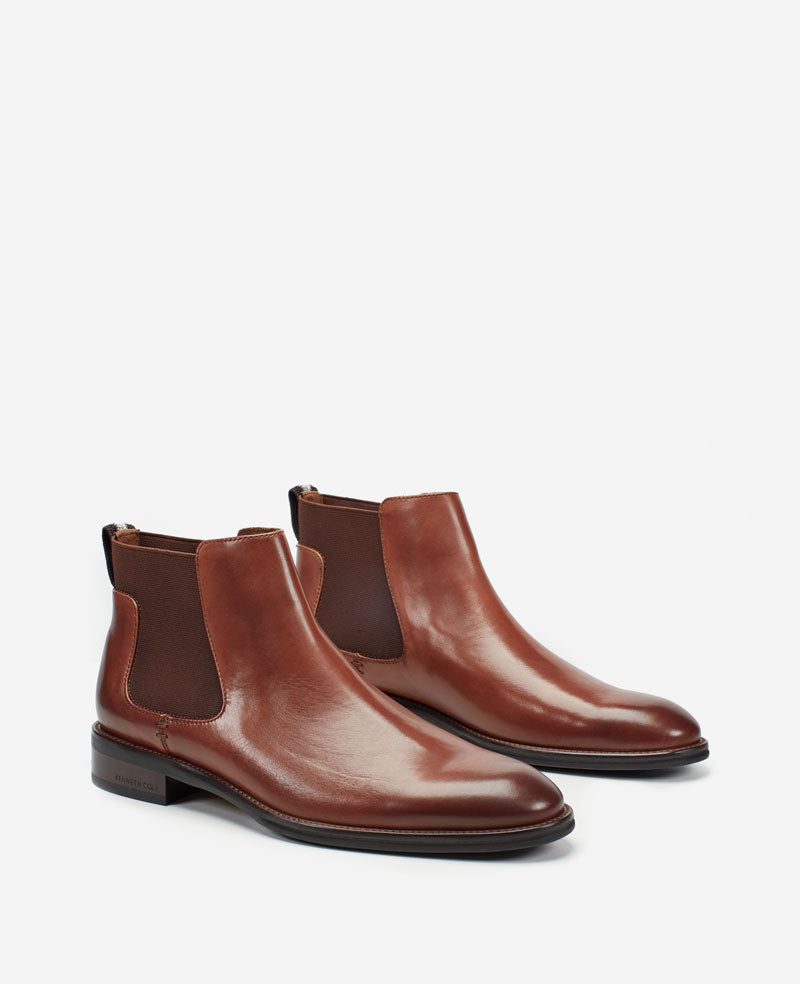 Kenneth Cole Reaction Shoes Tully Chelsea Boot stivaletto cognac uomo 7M pelle