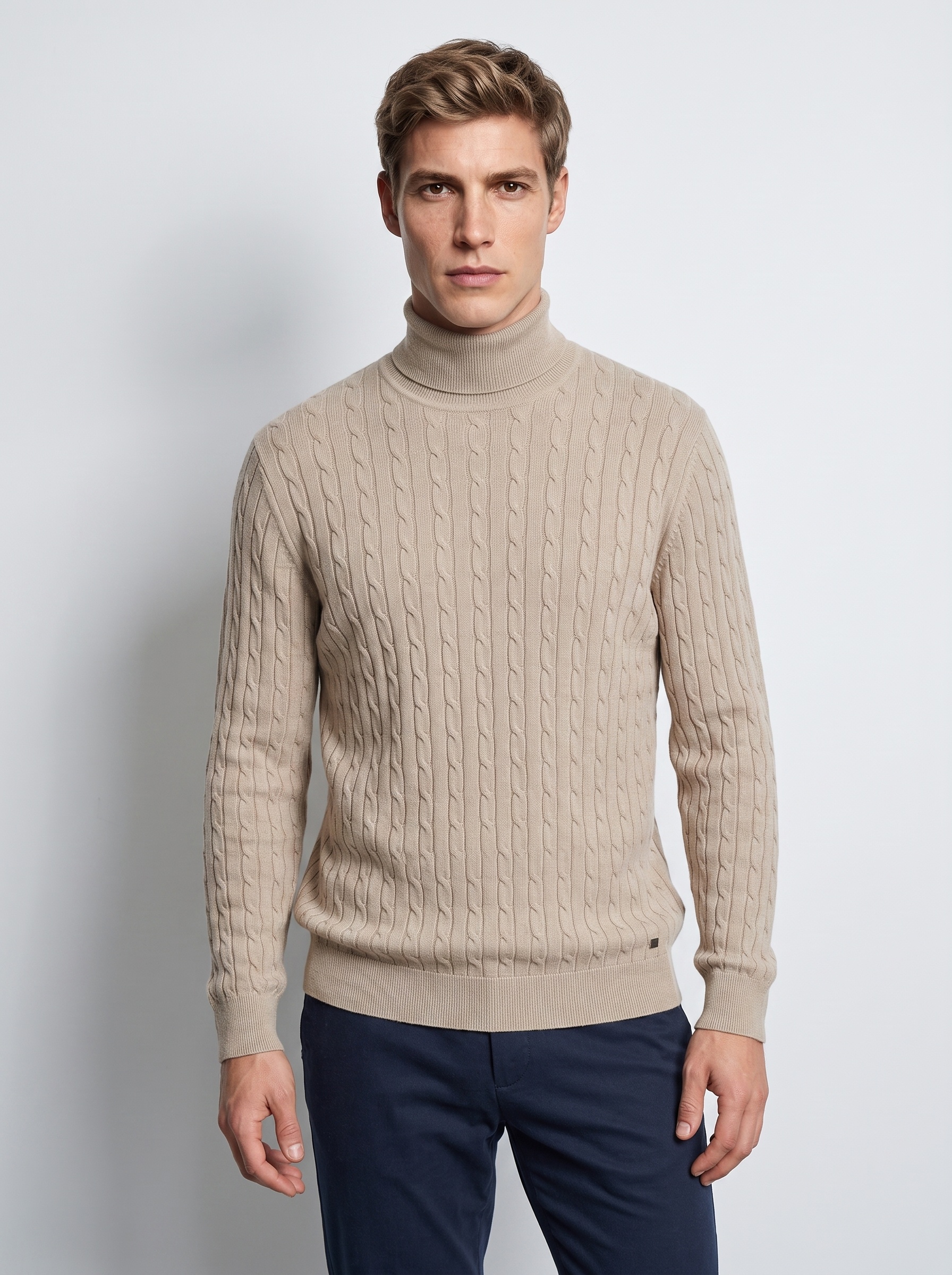 Markup Uomo Maglieria Dolcevita Trecce Viscosa