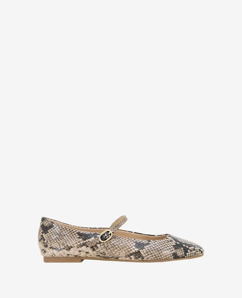 Kenneth Cole Reaction Shoes Jasper Snakeskin Leather Ballet Flat ballerine taupe snake