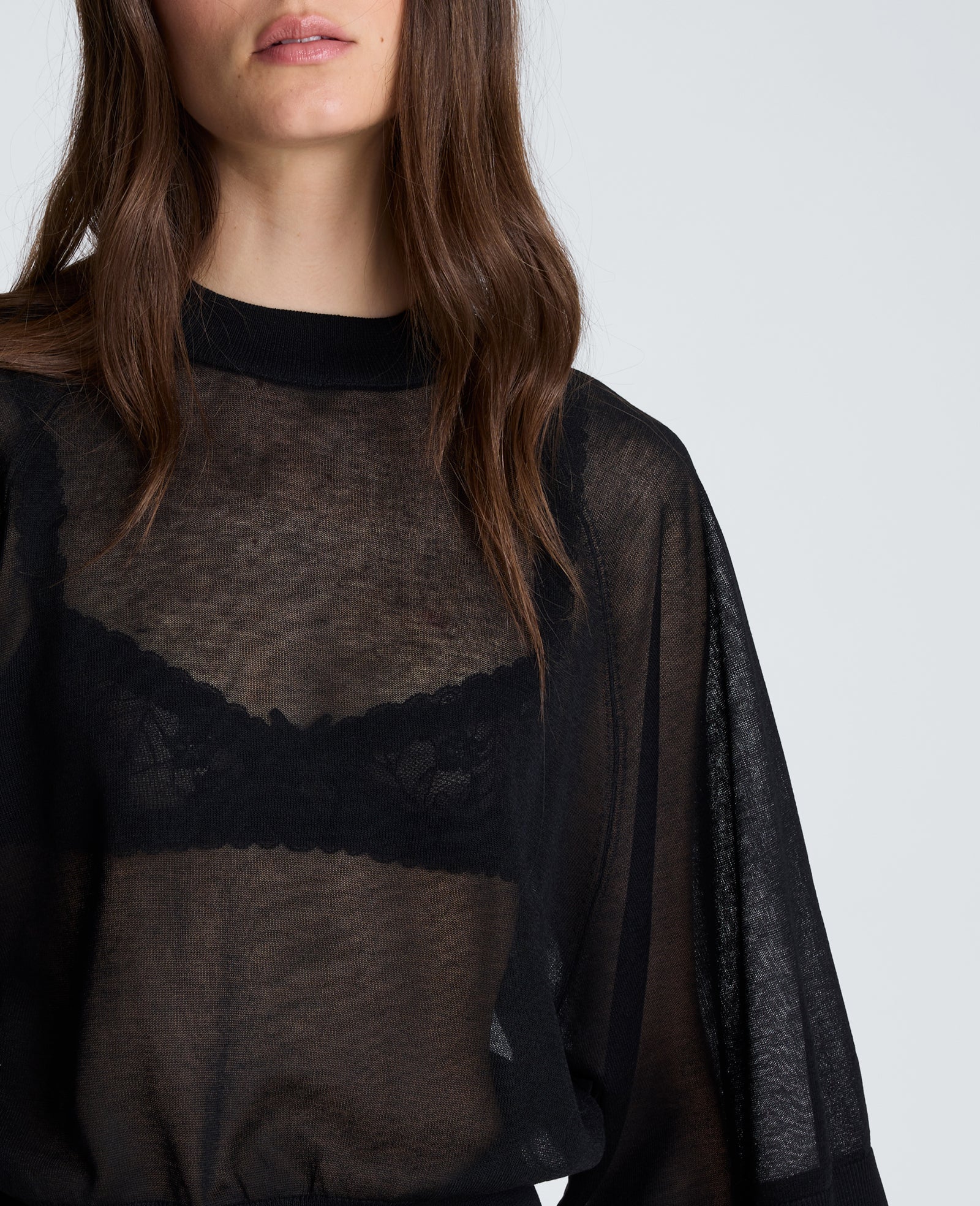Kenneth Cole Reaction Clothing Three-Quarter Sleeve Raglan Crew Sweater maglia nera XS-XL maniche tre quarti