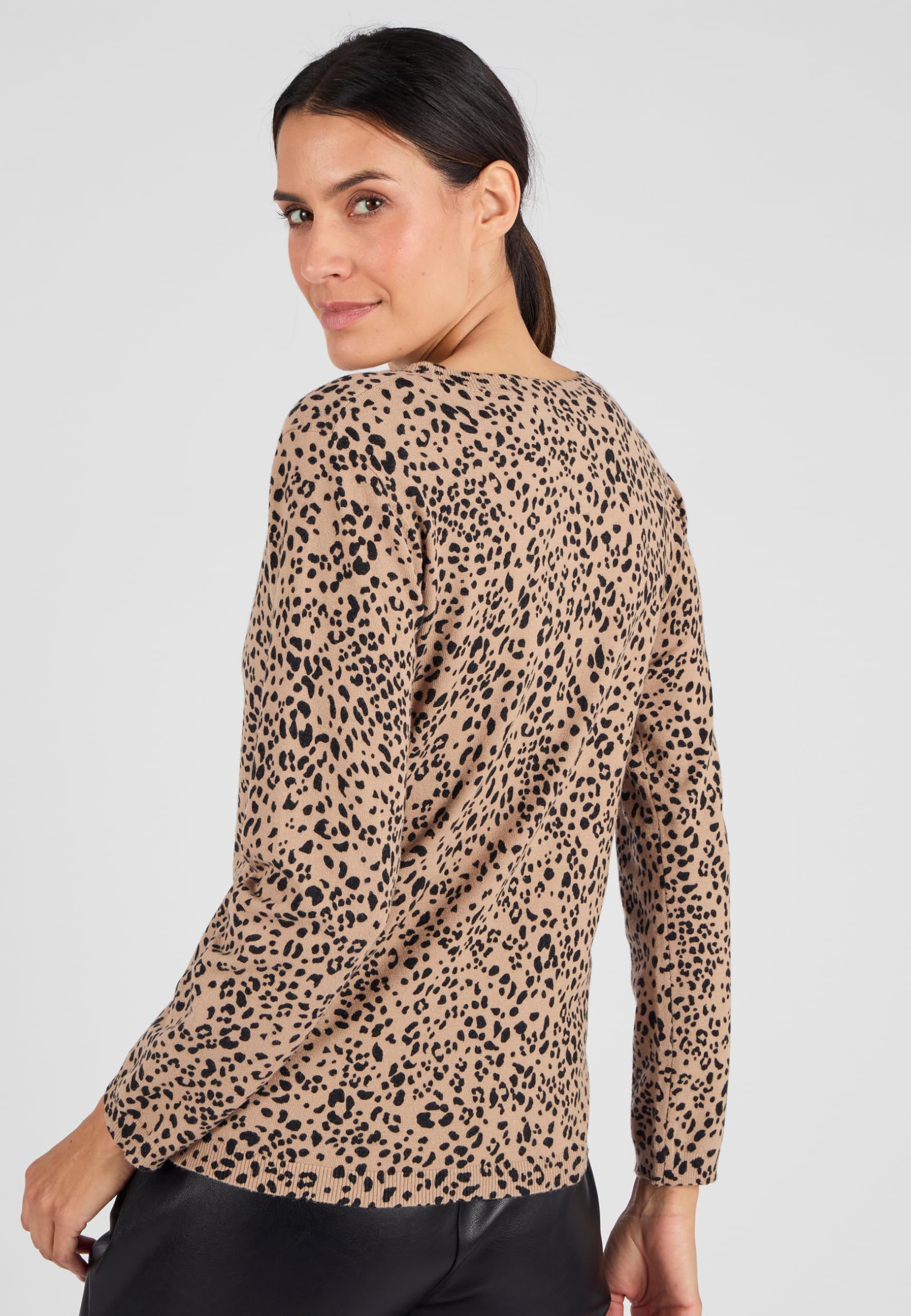 Damart Prêt-à-porter maglione animalier marrone beige 38-40 in viscosa EcoVero