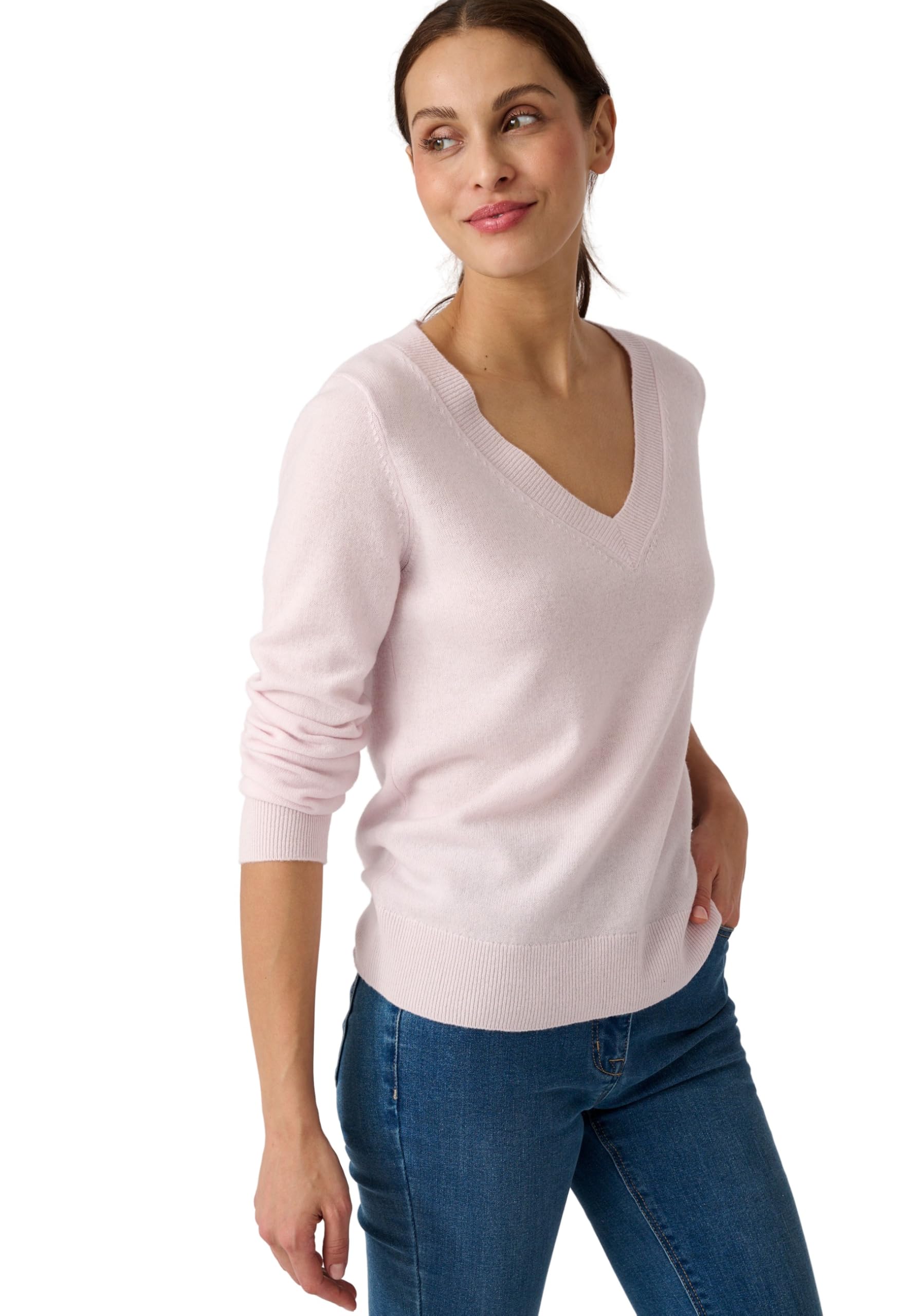Damart Prêt-à-porter Maglione donna puro cashmere scollo V Blu 38-44