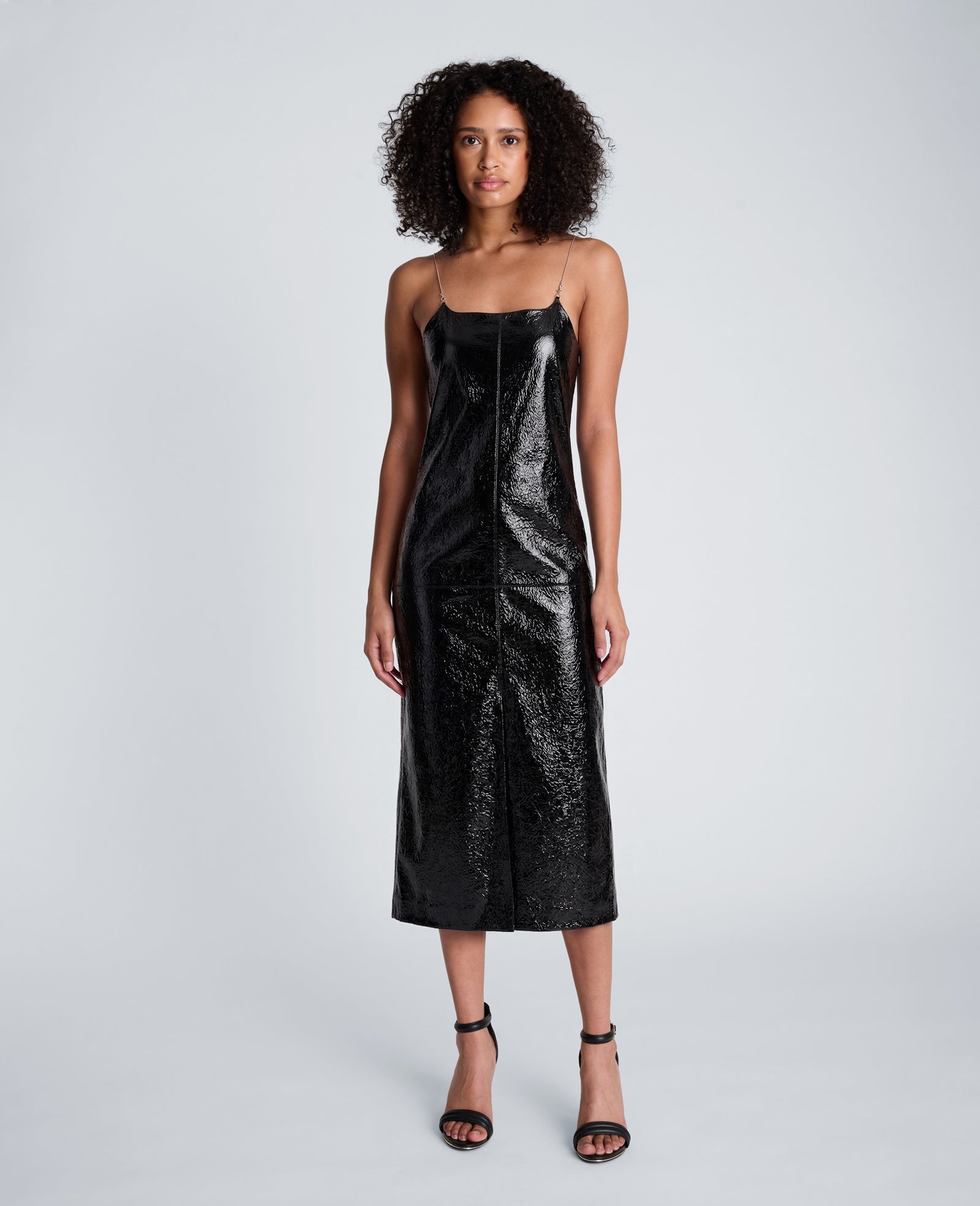 Kenneth Cole Reaction Clothing Metal Strap Midi Slip Dress vestito midi nero