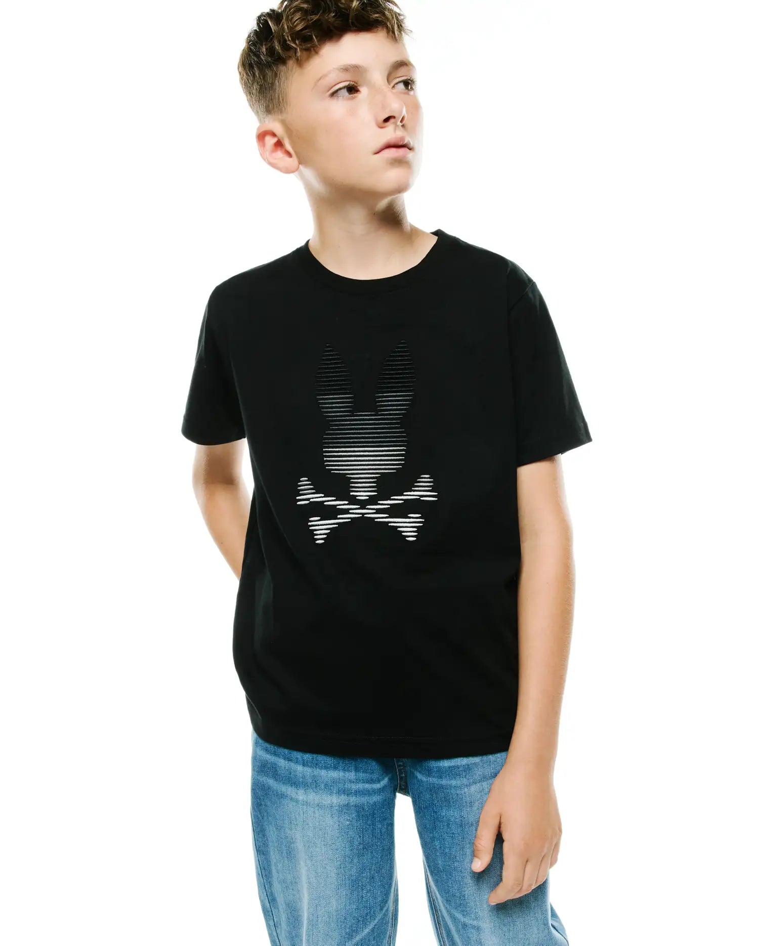 Psycho Bunny Kids Tees Slade Pima Graphic Tee KT0200282 maglietta nera in cotone Pima