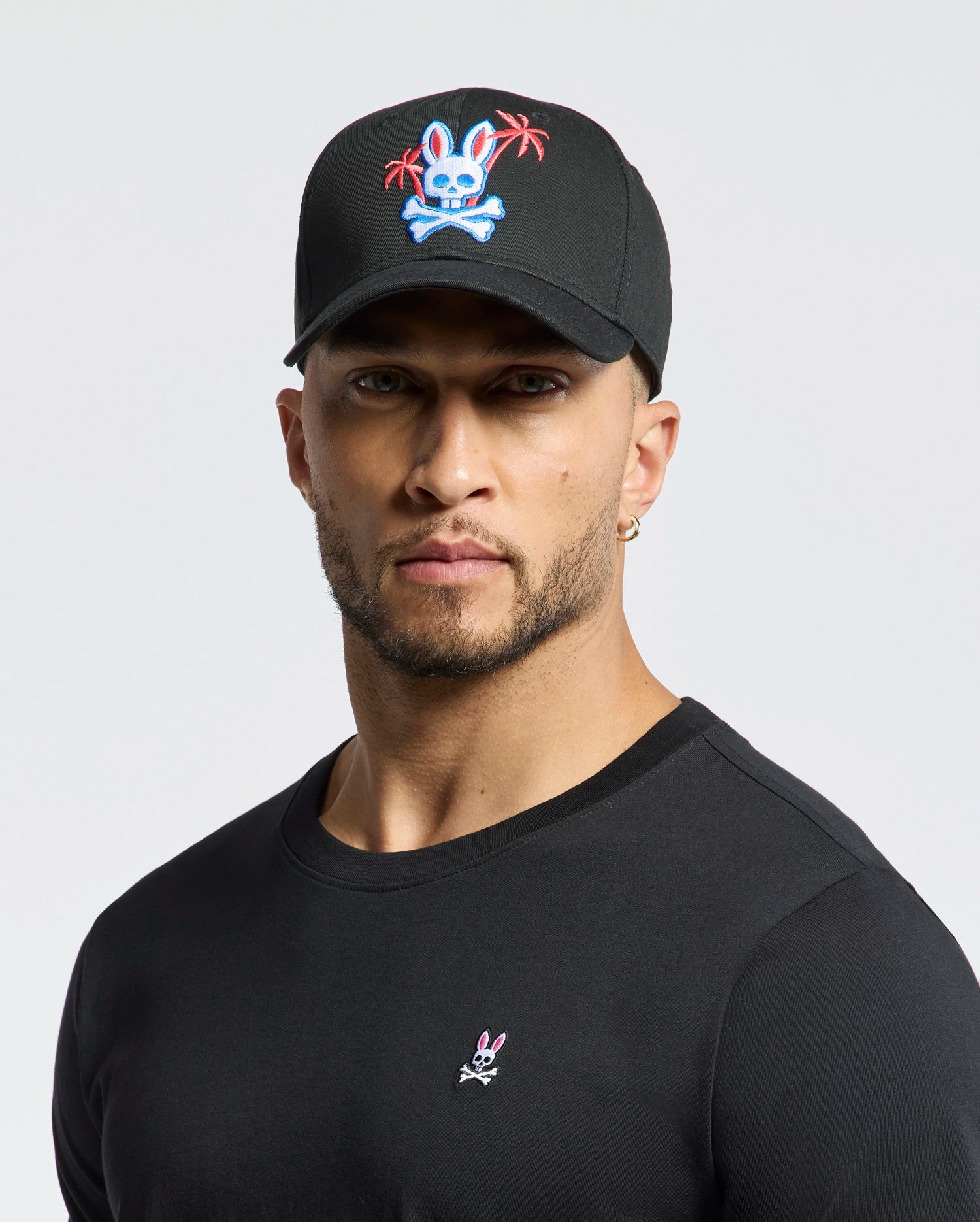 Psycho Bunny Accessories Men's Los Angeles Baseball Cap cappellino nero in cotone