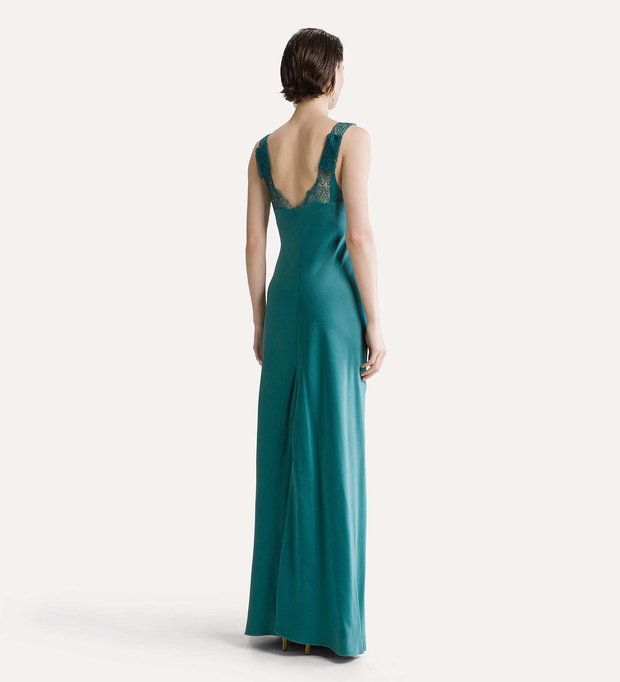 Forte abiti long dress with lace neckline abito lungo jade
