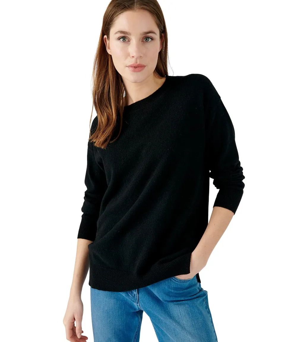 Damart Prêt-à-porter maglione donna nero girocollo in cashmere 38-40