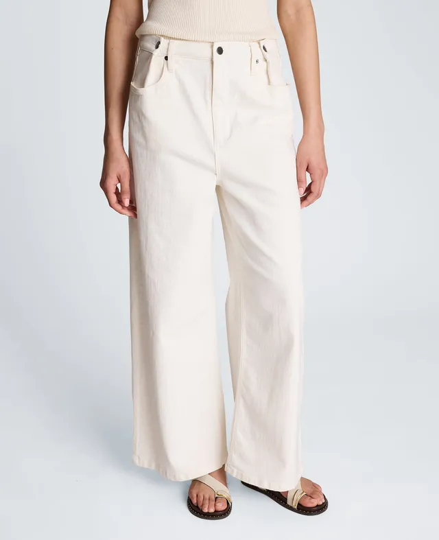 Kenneth Cole Reaction Clothing High Rise Fly Front Wide Leg Denim jeans bianchi Pure White vita alta