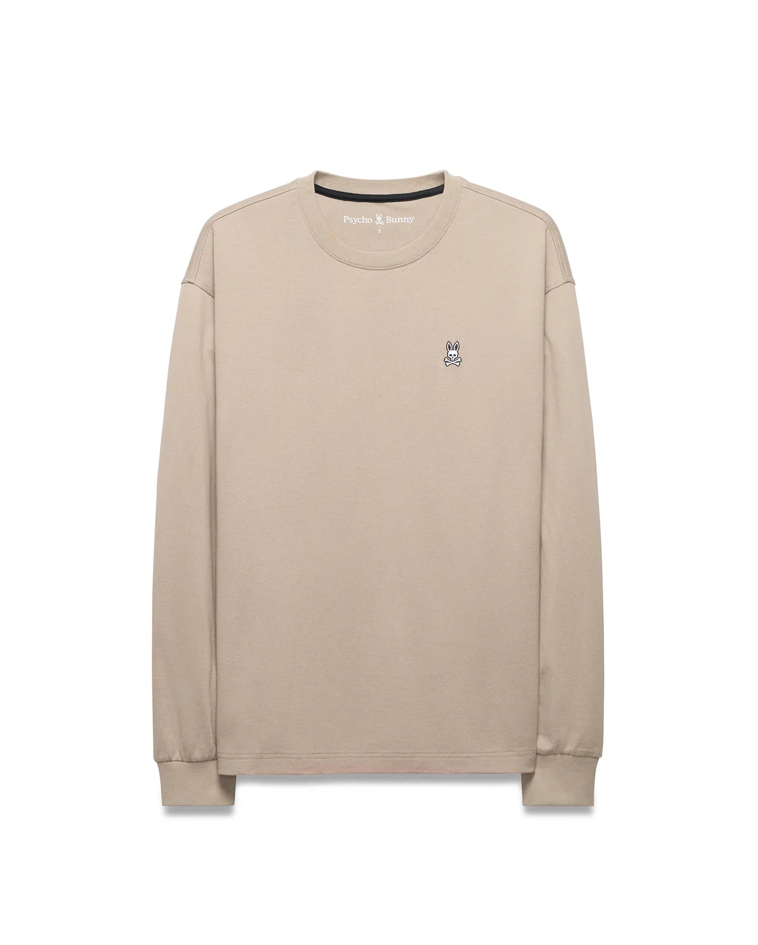 Psycho Bunny Men's Tees Norman Long Sleeve Relaxed Fit Tee MT0200374 maglia beige manica lunga