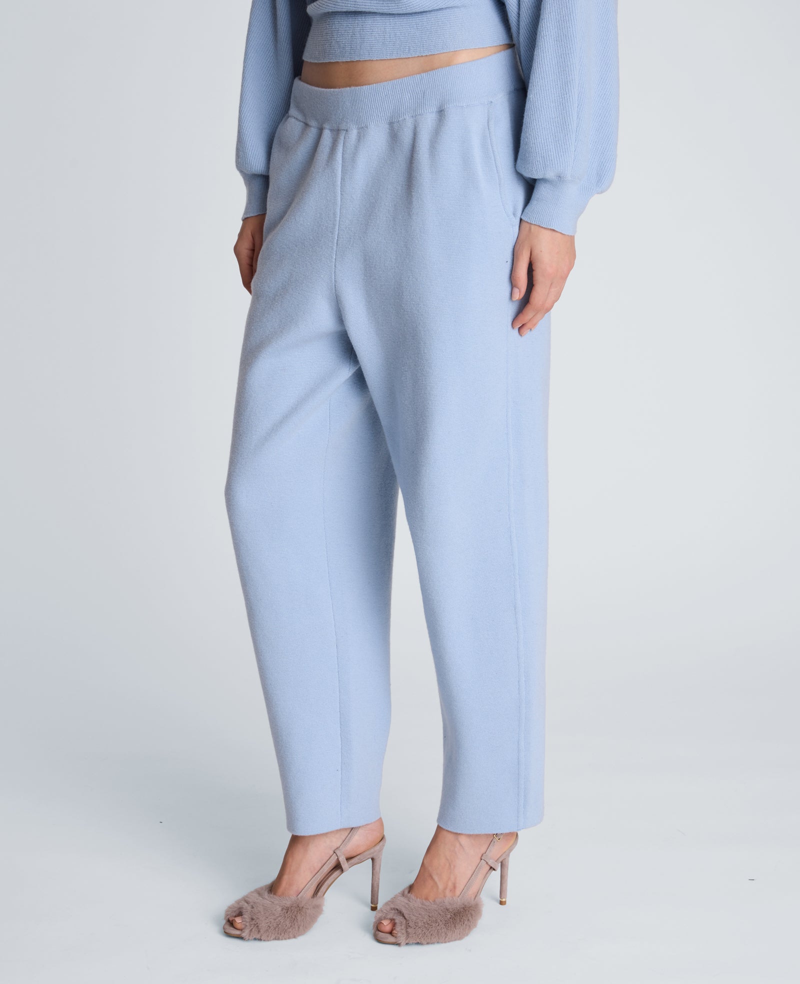 Kenneth Cole Reaction Clothing Barrel Leg Sweater Pull On Pant pantaloni blu in maglia