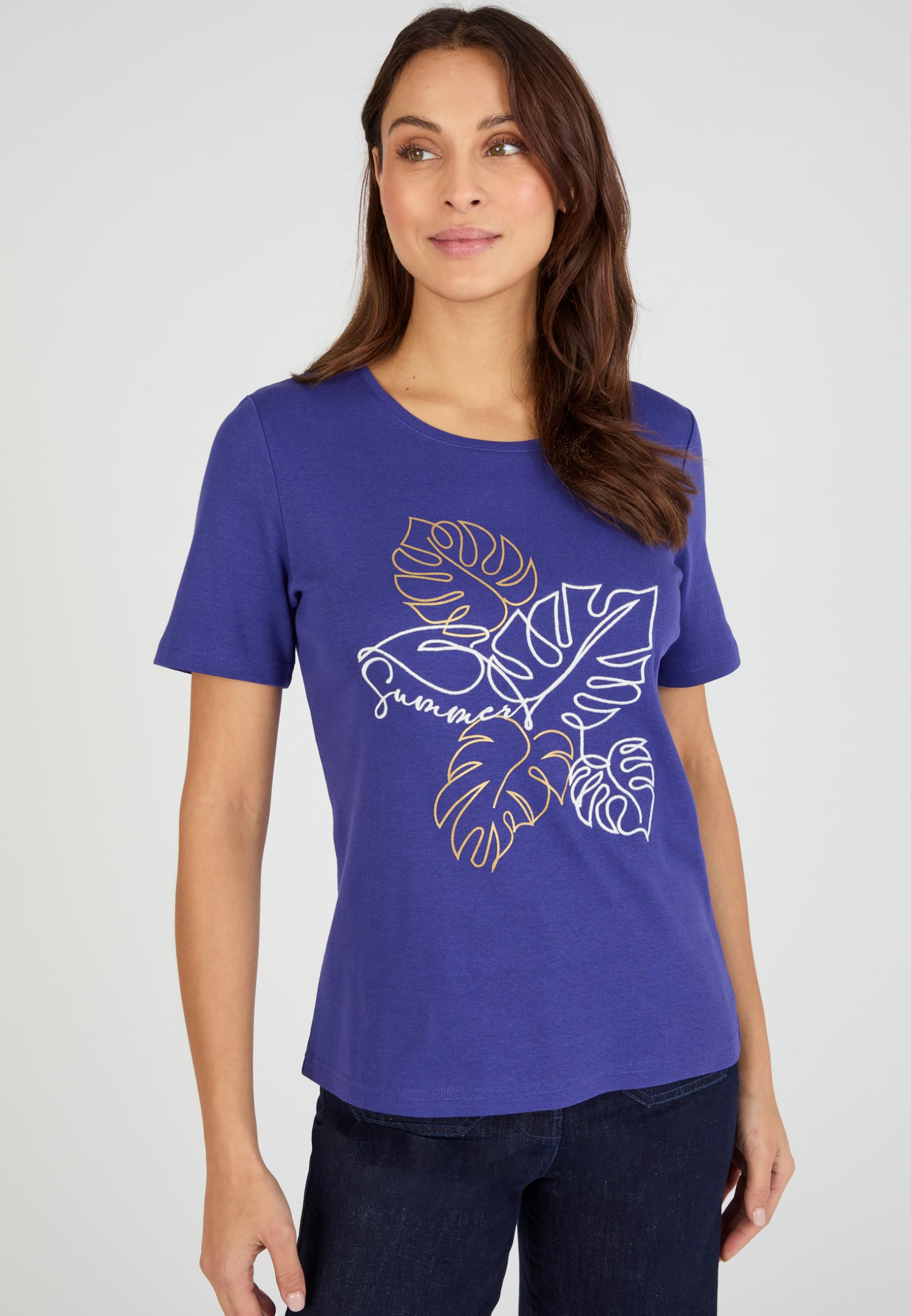 Damart Prêt-à-porter T-shirt ricamata in puro cotone da donna