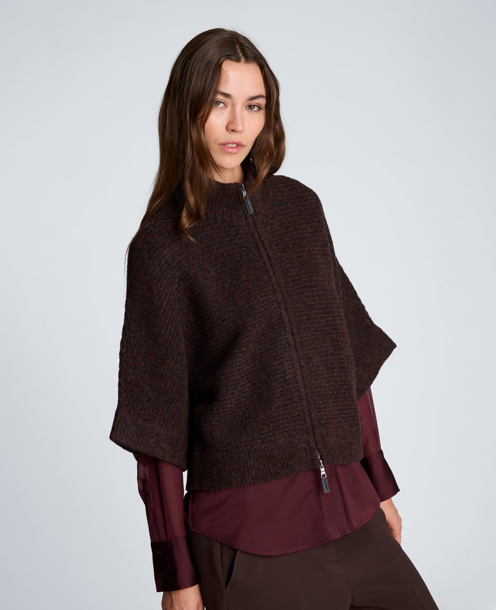 Kenneth Cole Reaction Clothing Elbow Sleeve Doleman Zip Cardigan cardigan Med Bark Heather