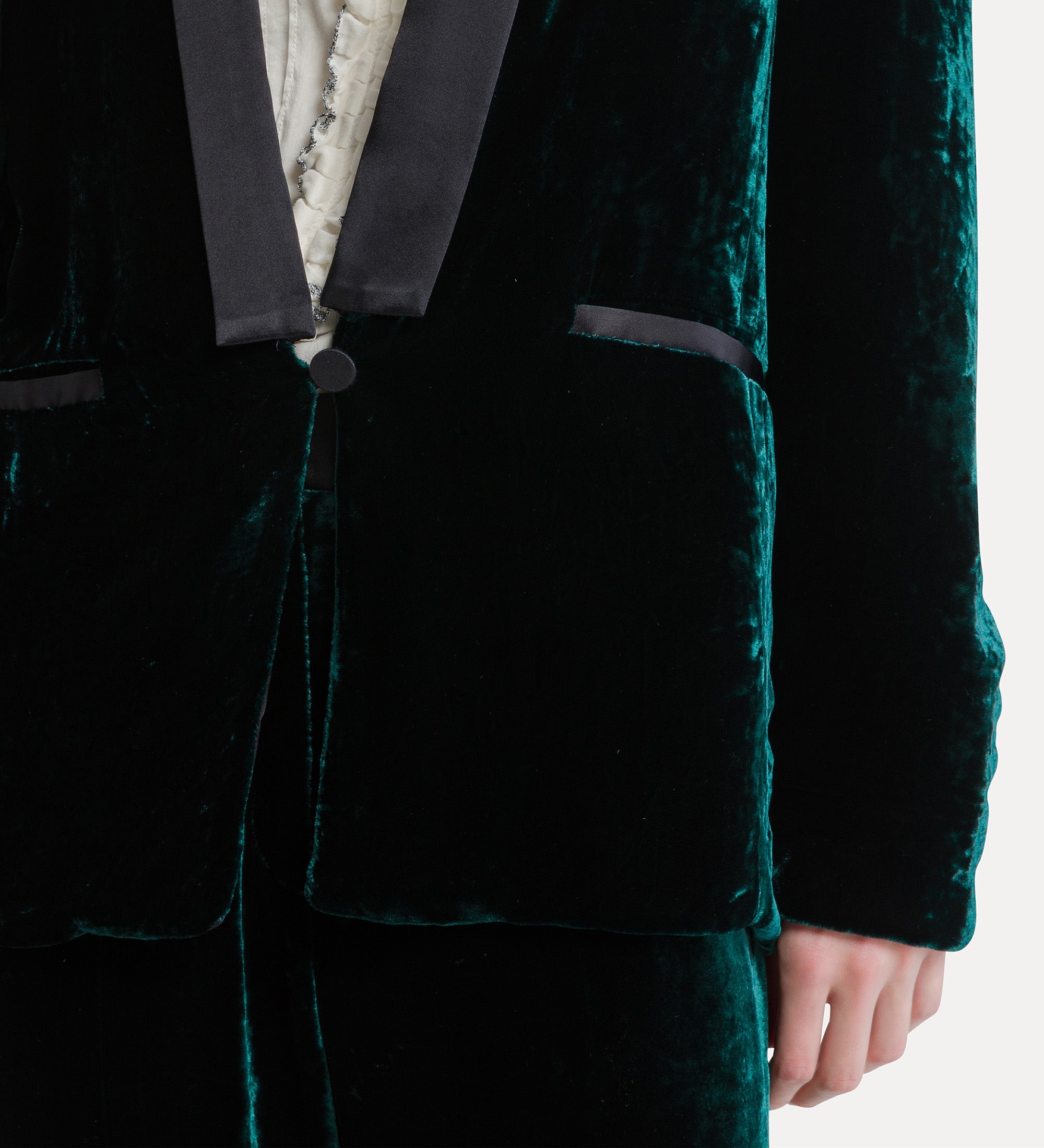 Forte giacche Moiré Velvet Tuxedo Jacket giacca verde in velluto