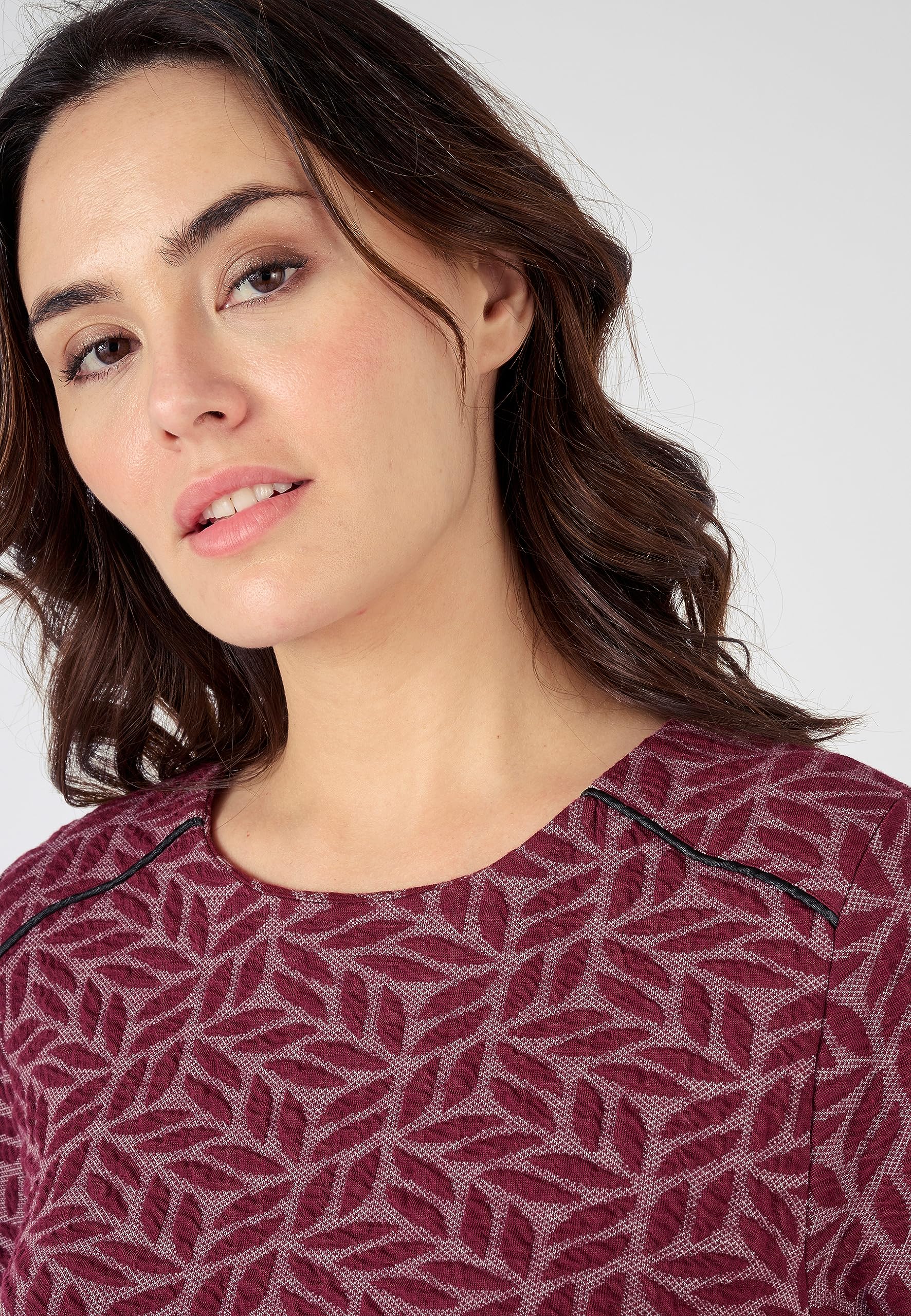 Damart Prêt-à-porter Abito da donna in maglia jacquard dritto rosso bordeaux 38