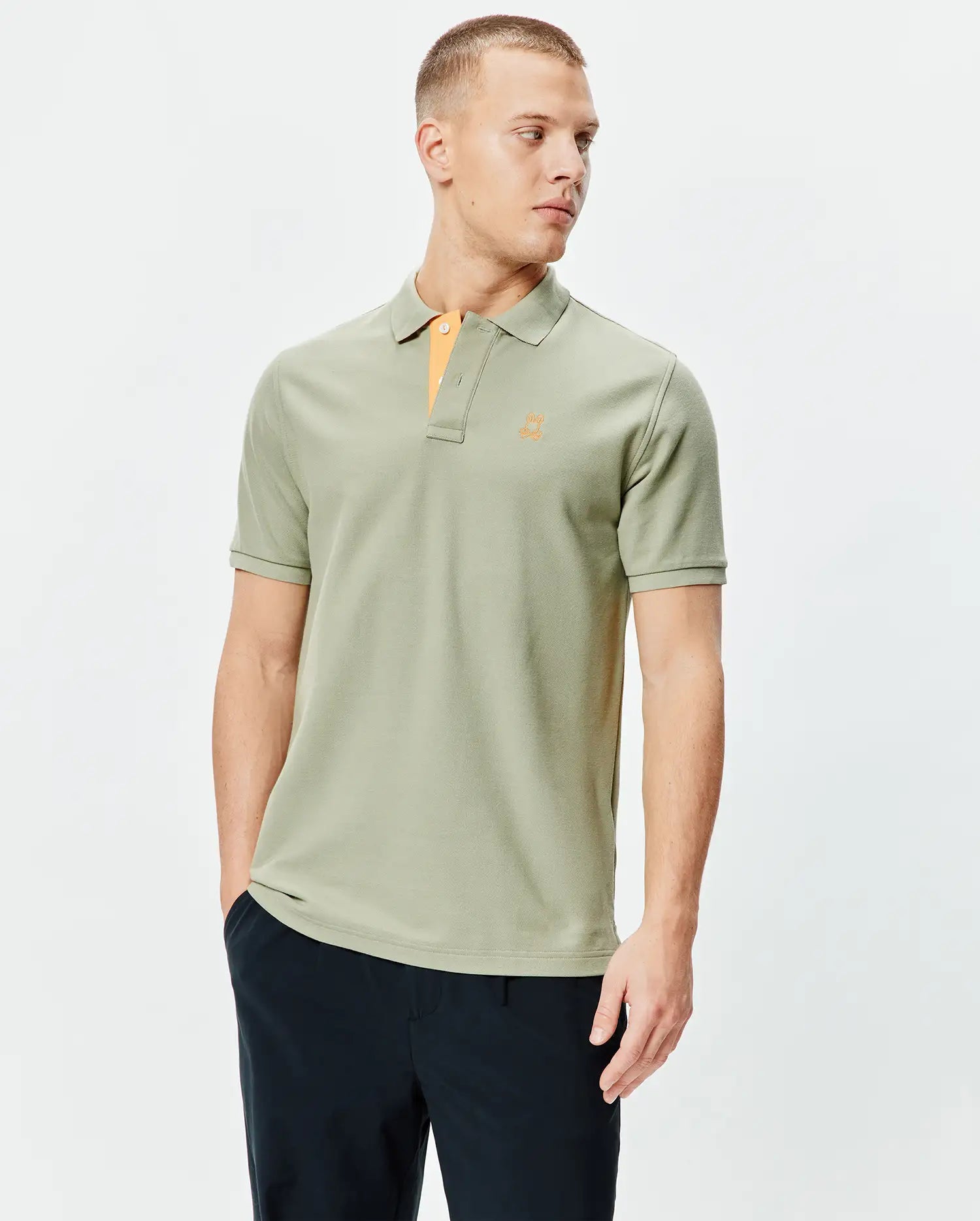 Psycho Bunny Men's Polos Blythe Pique Polo MT0100303 polo verde Seagrass in piqué