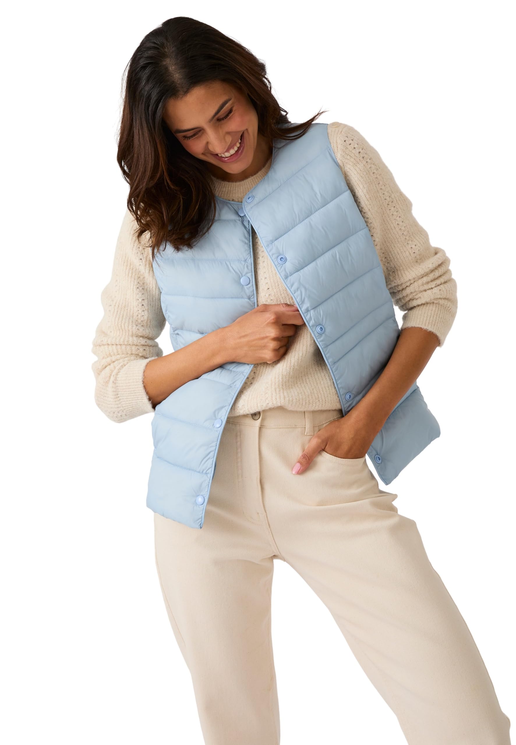 Damart Thermolactyl piumino donna grigio tortora smanicato idrorepellente